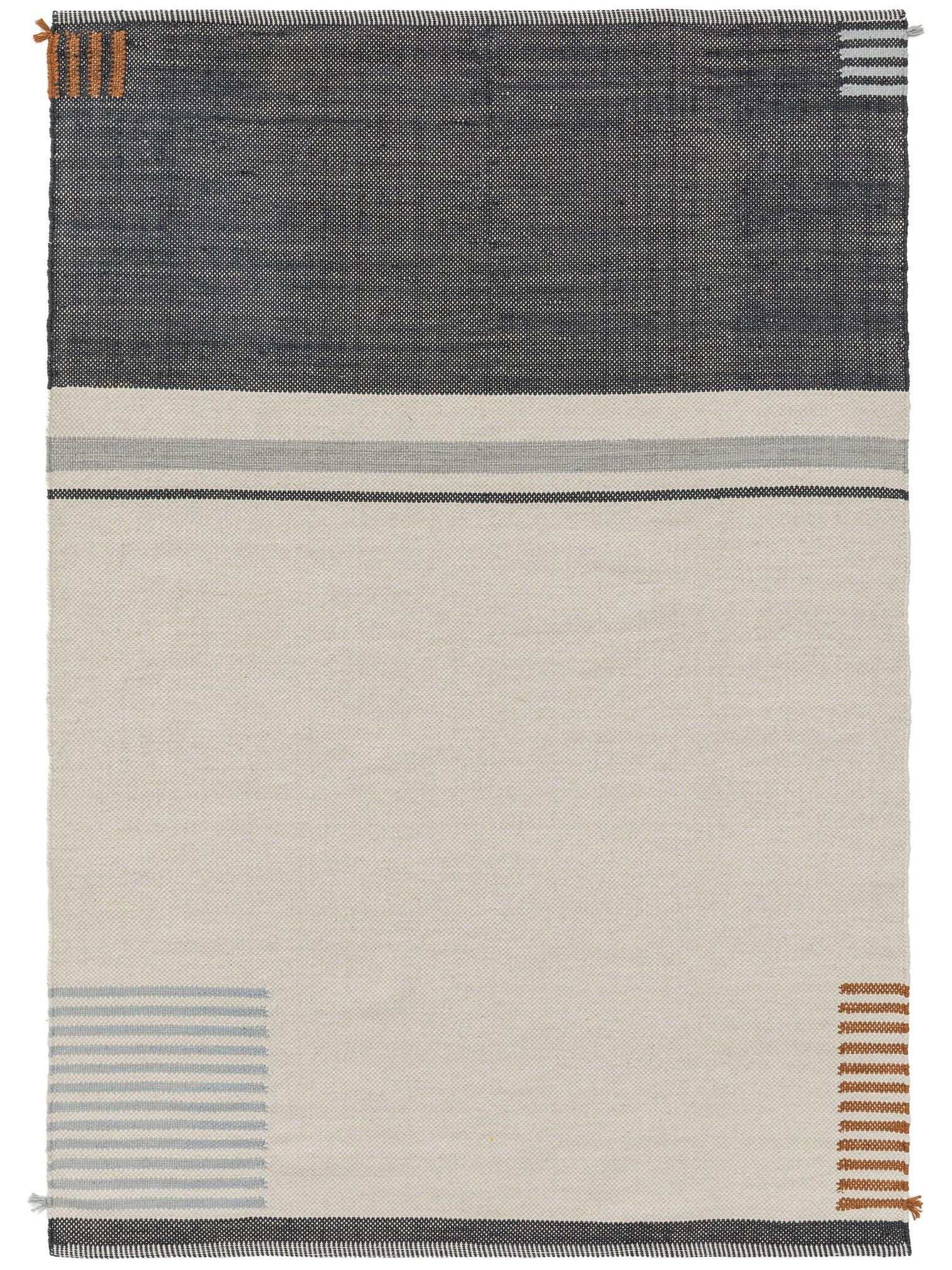 Rug made of 55% Cotton, 45% Wool in Grey with a 1- 5 mm high pile by benuta Nest