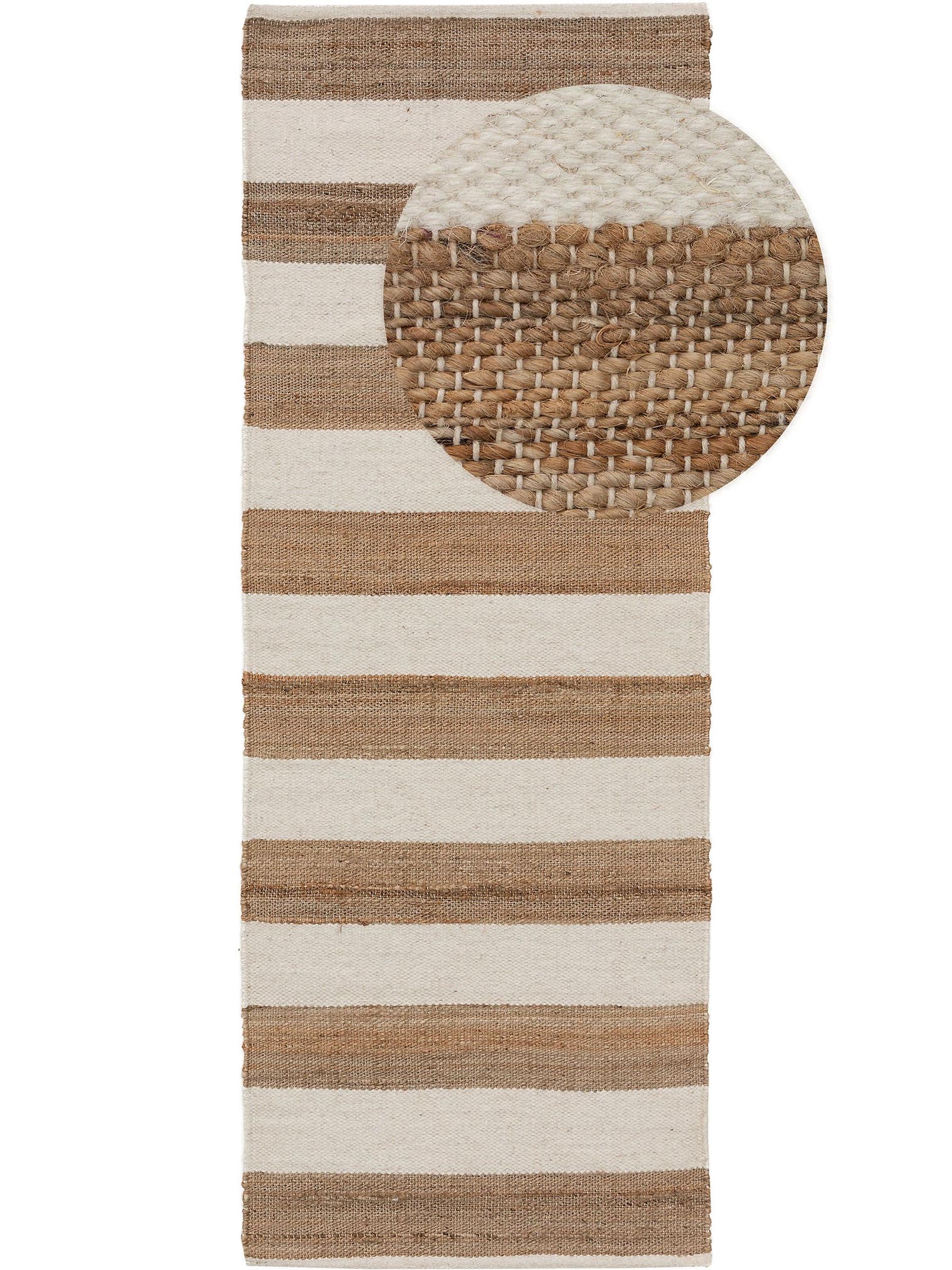 Tapijt van 40% Jute, 40% Wol, 20% Katoen in Wit met een 1- 5 mm hoge pool van benuta Pure
