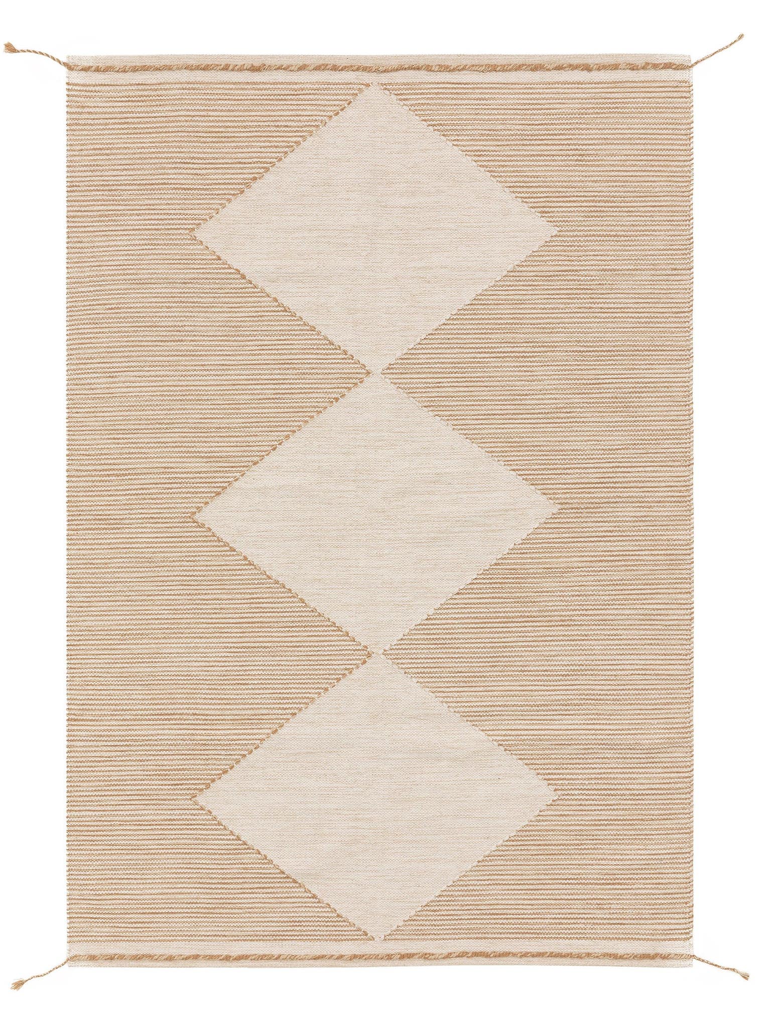 Teppich aus 50% Wolle, 50% Baumwolle in Beige mit bis 5 mm hohem Flor von benuta Pure