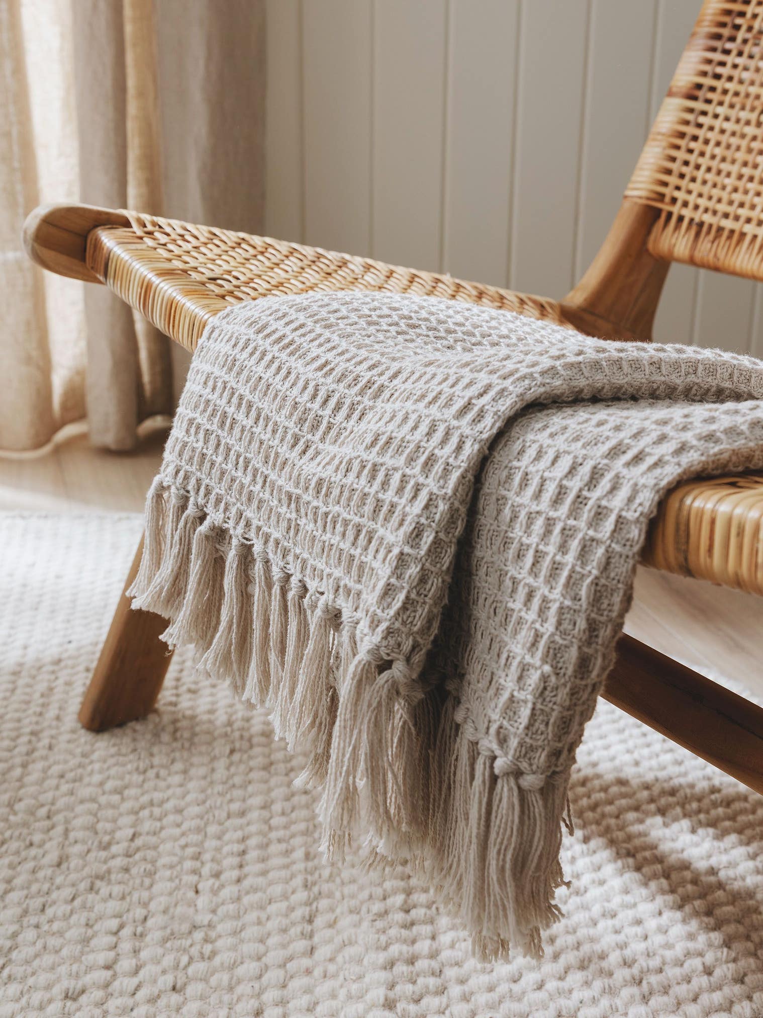 Katoenen plaid Amalia Ivory in Relief-ontwerp van 100% Katoen door benuta Pure