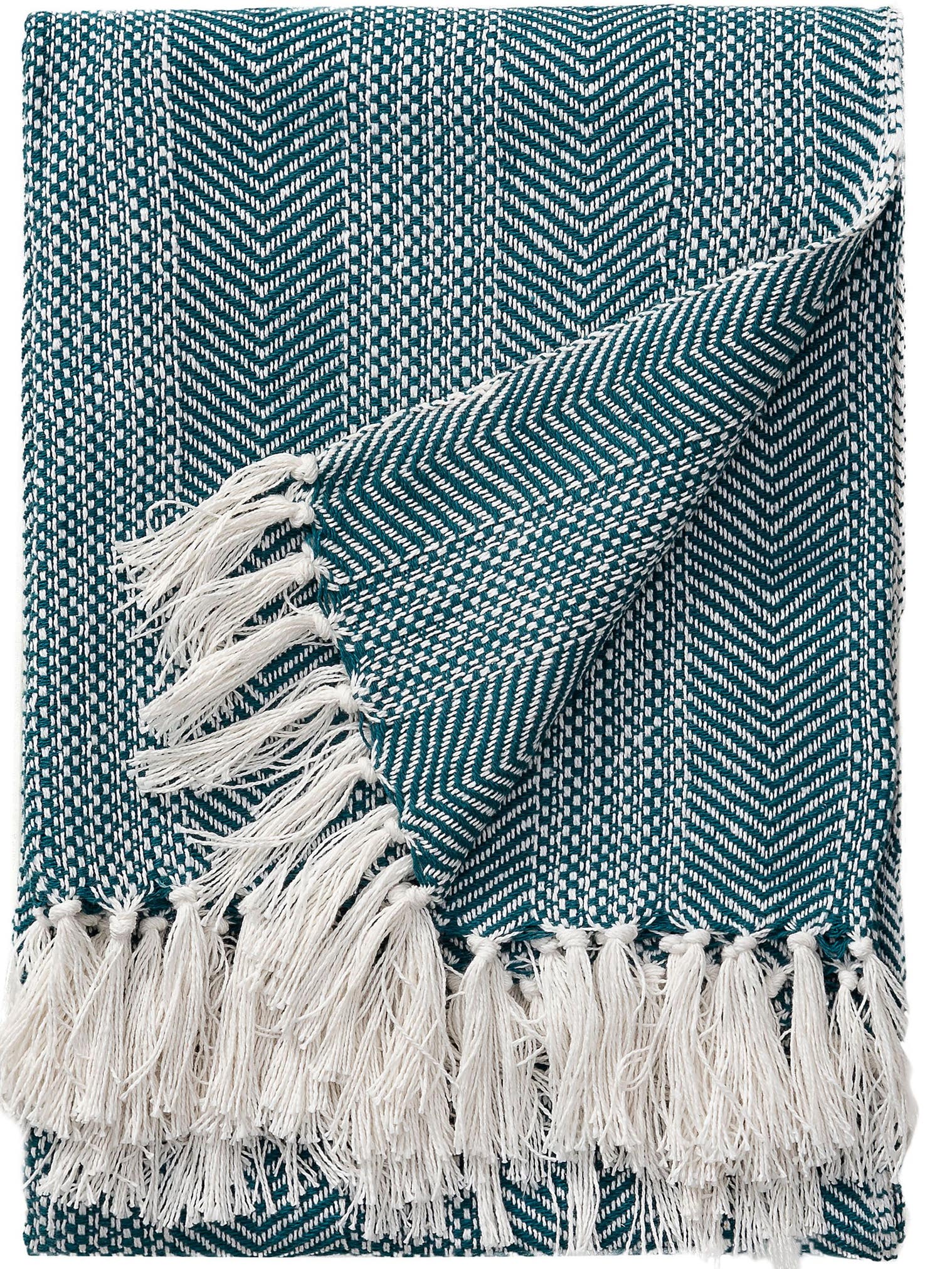 Baumwolldecke Alisea Blau im Design Ikat aus 100% Baumwolle von benuta Nest