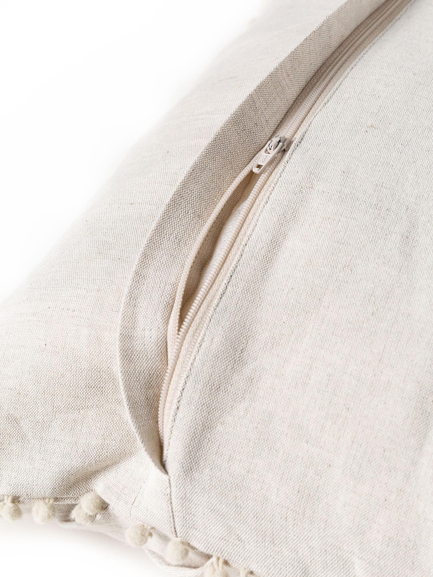 Kissenbezug Linnea Natur im Design Geometrisch aus 55% Baumwolle, 45% Leinen von benuta Pure