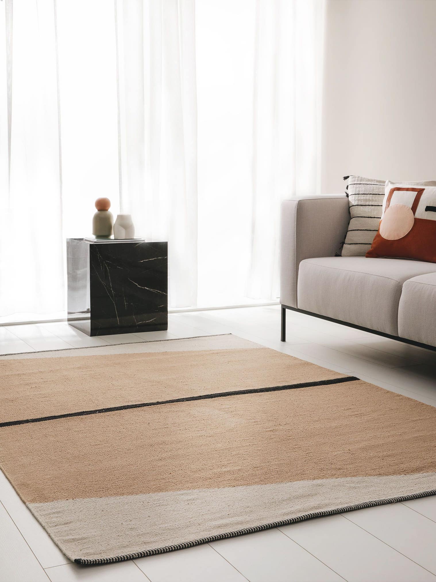 Teppich aus 100% Baumwolle in Beige mit bis 5 mm hohem Flor von benuta Pop
