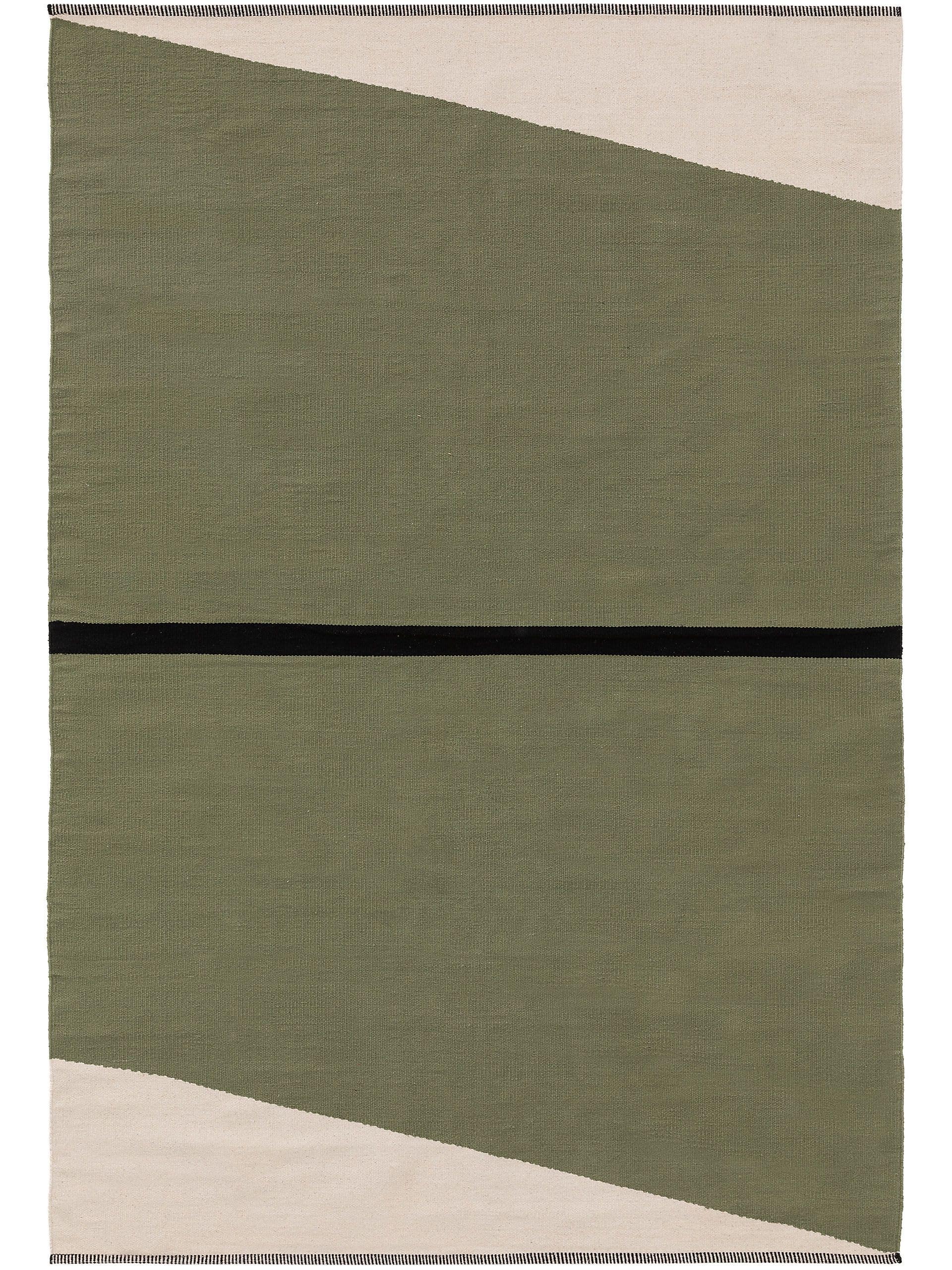 Rug made of 100% Cotton in Green with a 1- 5 mm high pile by benuta Pop