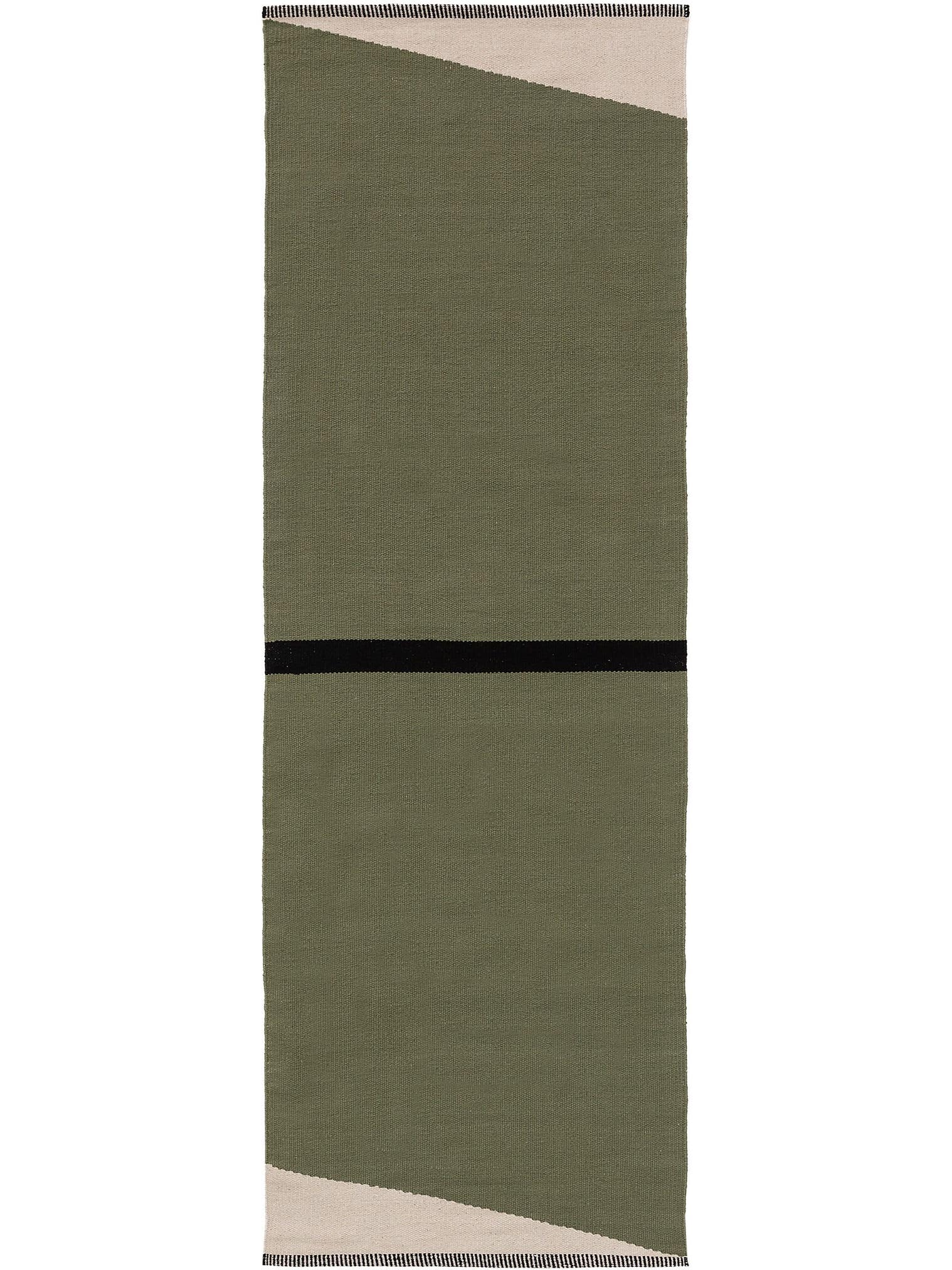 Tapis en 100% Coton en Vert avec une pile de 1- 5 mm de hauteur de benuta Pop