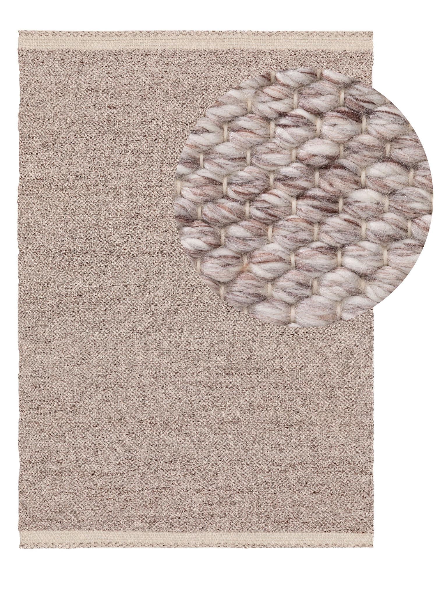 Rug made of 100% Polyester (recycled PET) in Beige with a 1- 5 mm high pile by benuta Pure