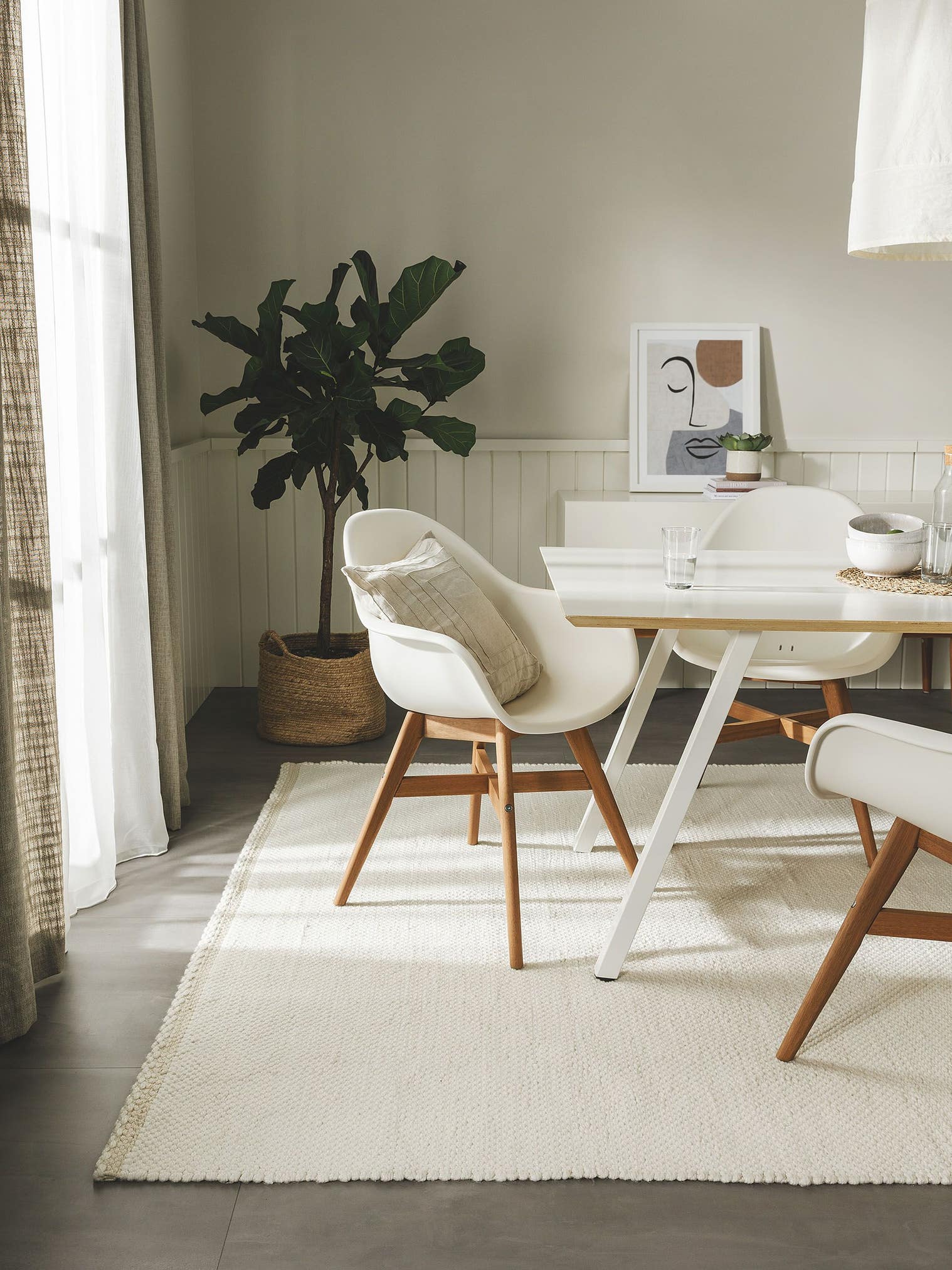 Rug made of 100% Polyester (recycled PET) in Beige with a 1- 5 mm high pile by benuta Pure
