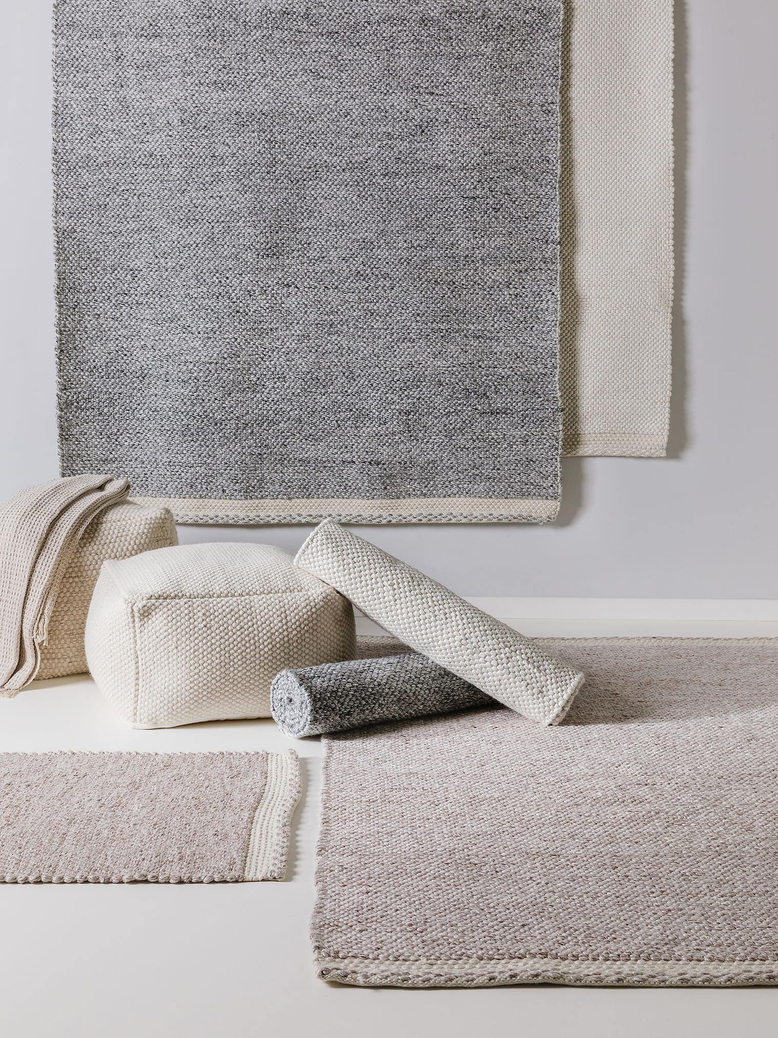 Rug made of 100% Polyester (recycled PET) in Beige with a 1- 5 mm high pile by benuta Pure