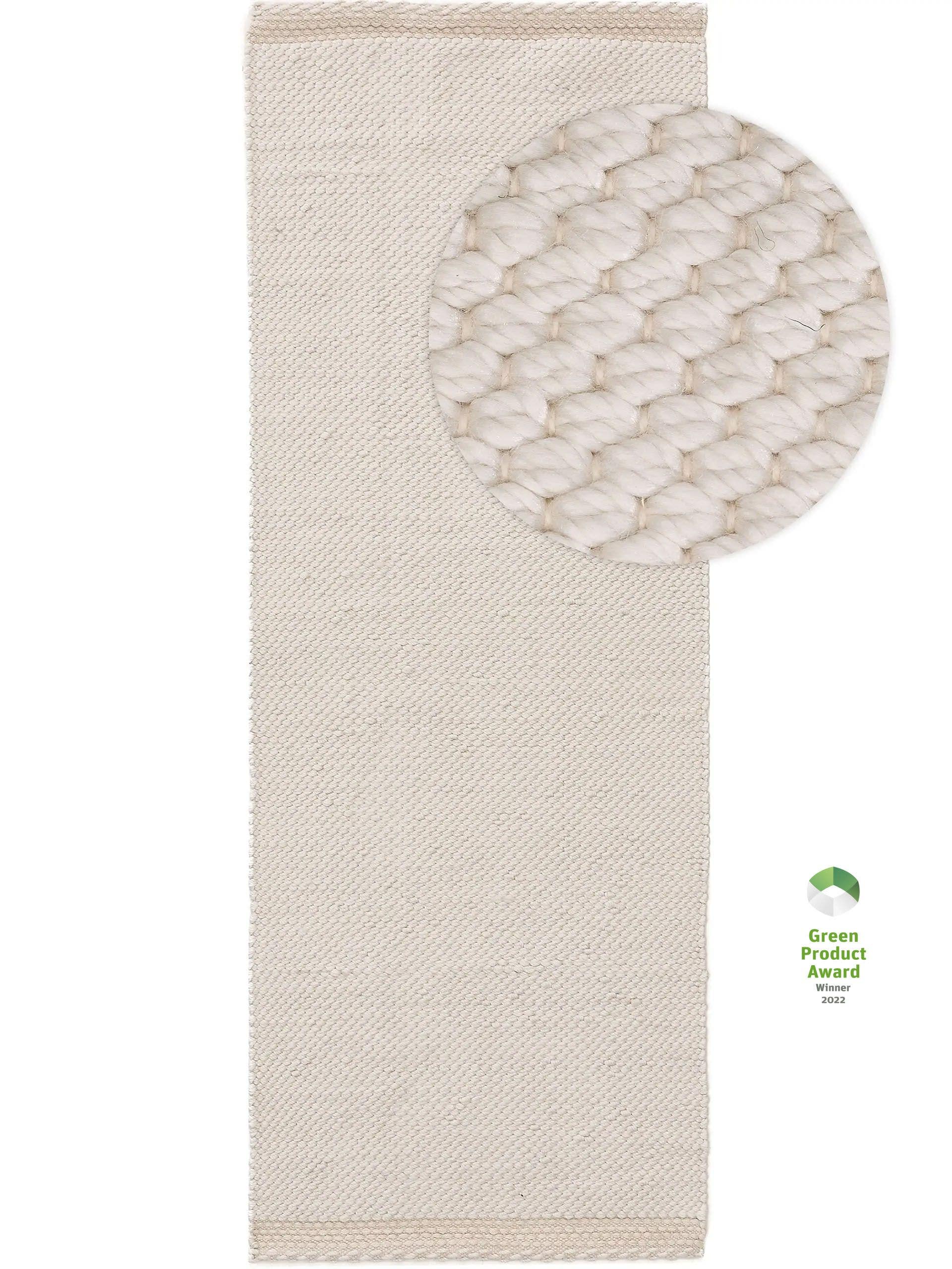 Tapete de 100% poliéster (PET reciclado) em Bege com pelo de até 5 mm de altura da benuta Pure