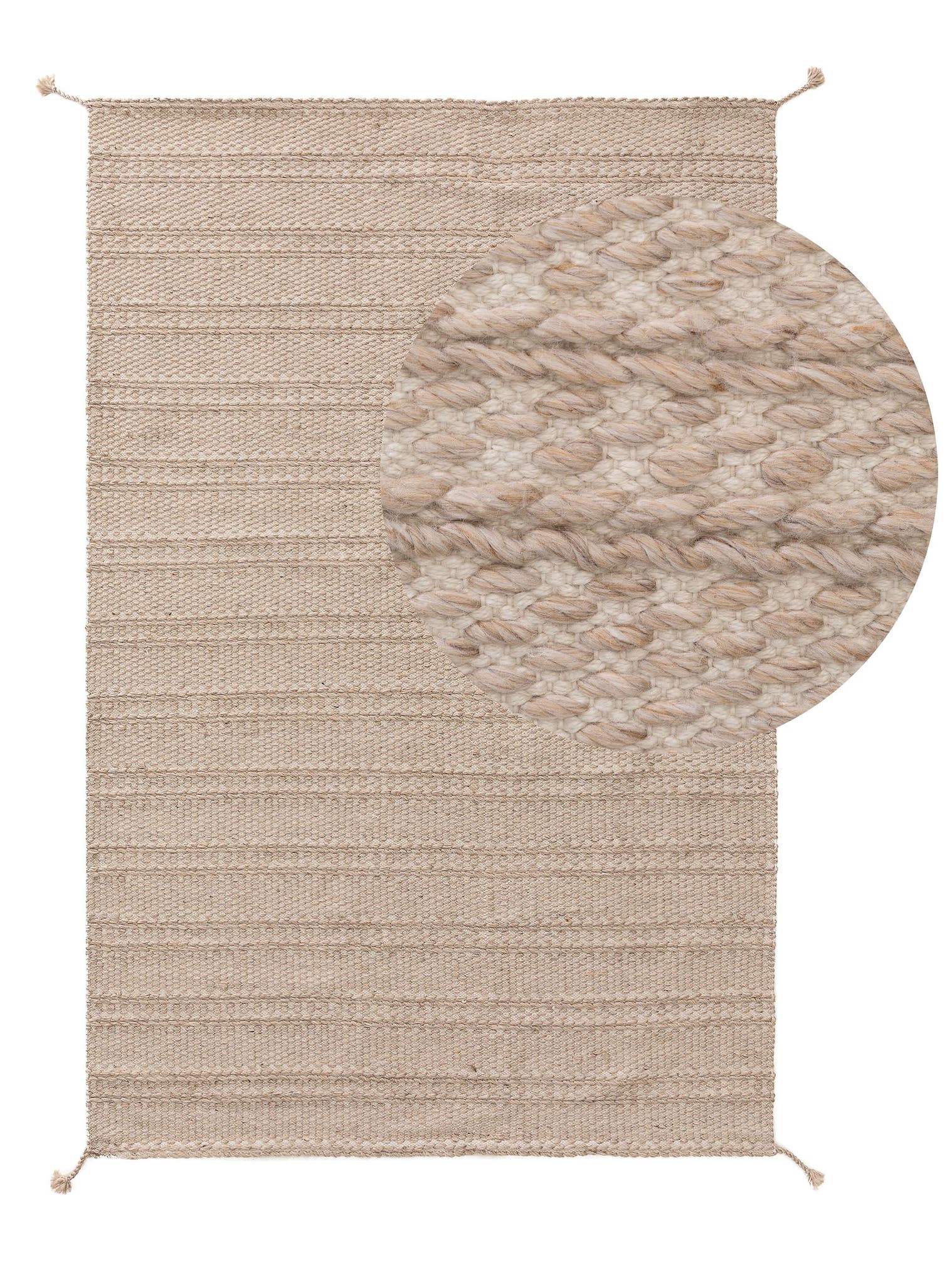 Teppich aus 100% Polyester (recyceltes PET) in Beige mit bis 5 mm hohem Flor von benuta Pure