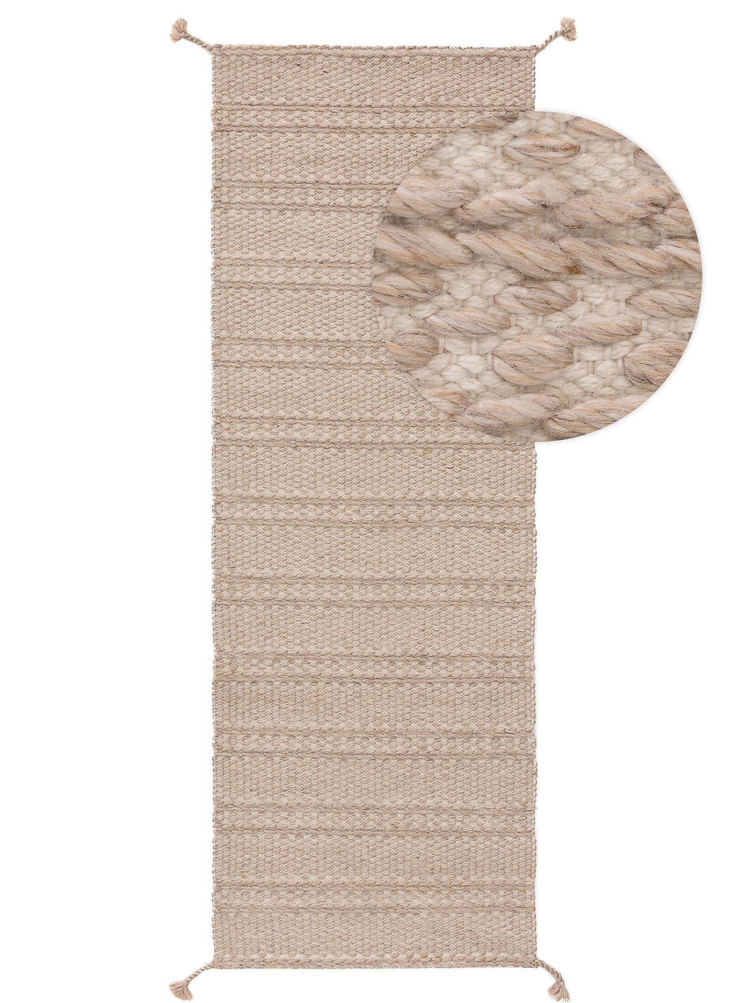 Teppich aus 100% Polyester (recyceltes PET) in Beige mit bis 5 mm hohem Flor von benuta Pure