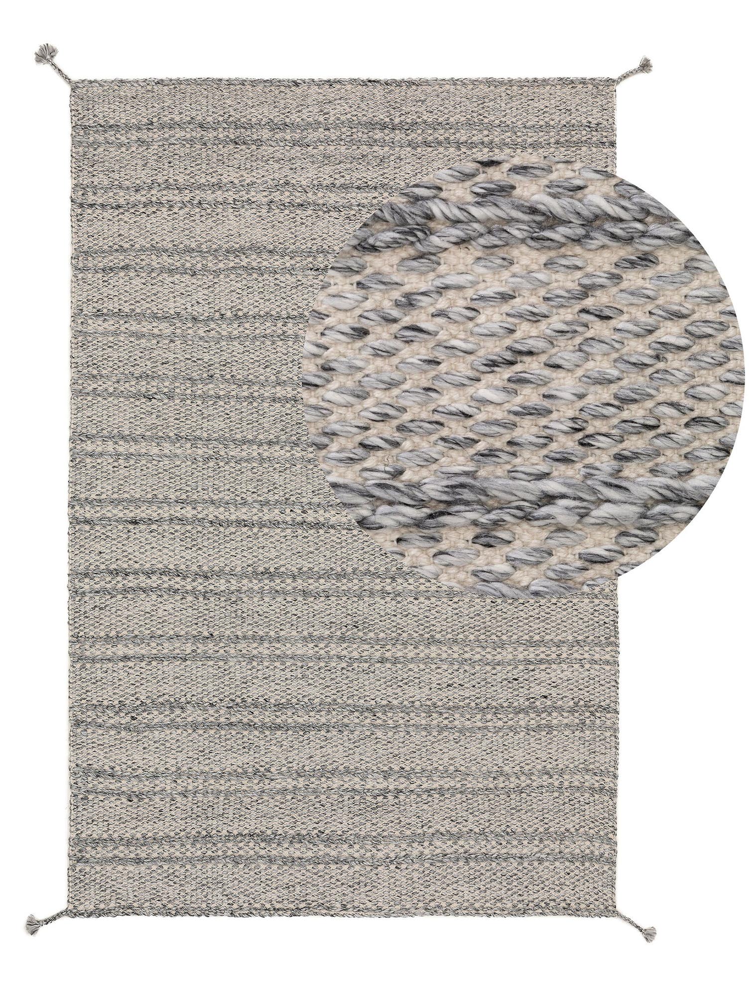 Teppich aus 100% Polyester (recyceltes PET) in Grau mit bis 5 mm hohem Flor von benuta Pure