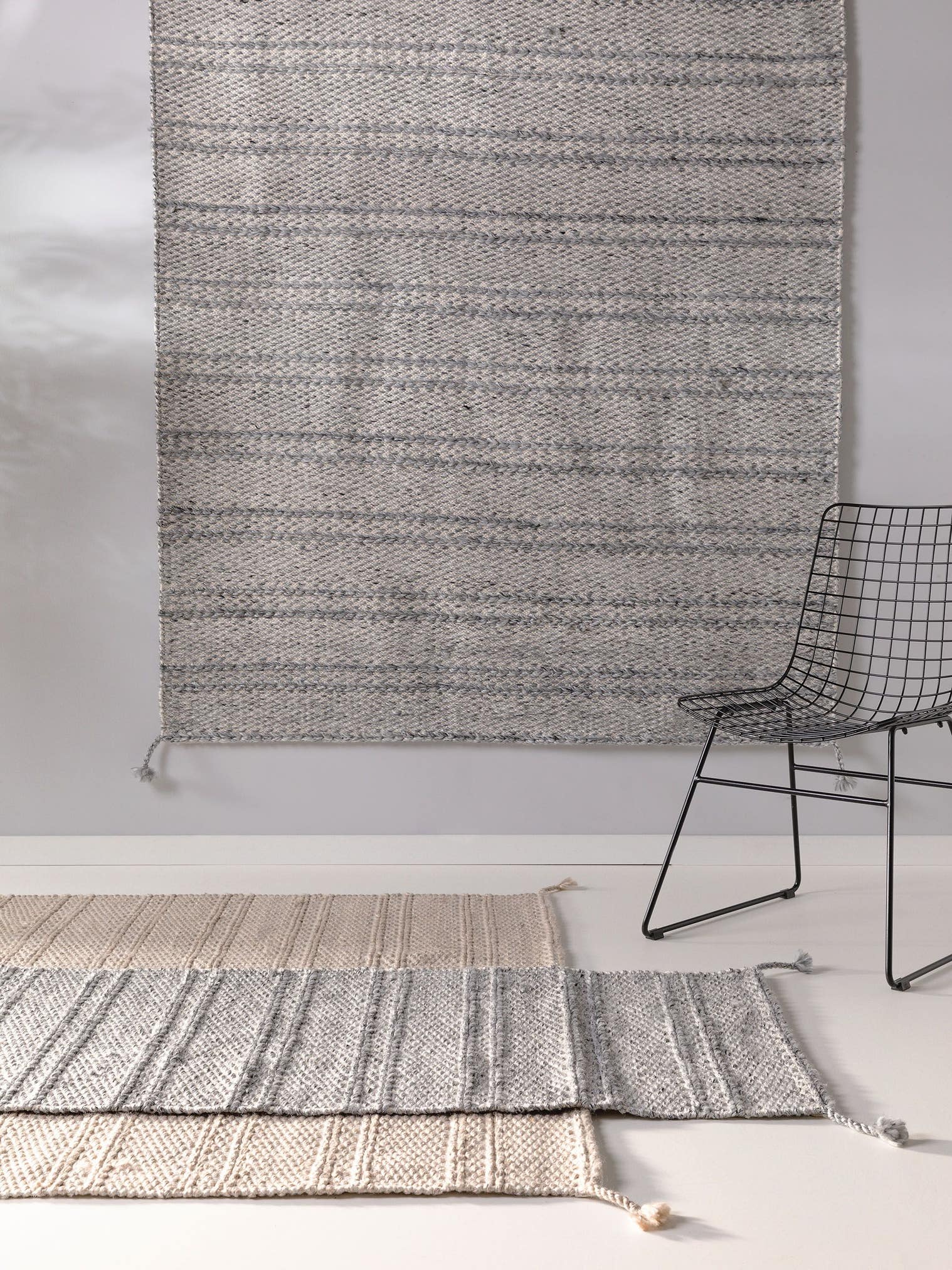 Teppich aus 100% Polyester (recyceltes PET) in Grau mit bis 5 mm hohem Flor von benuta Pure