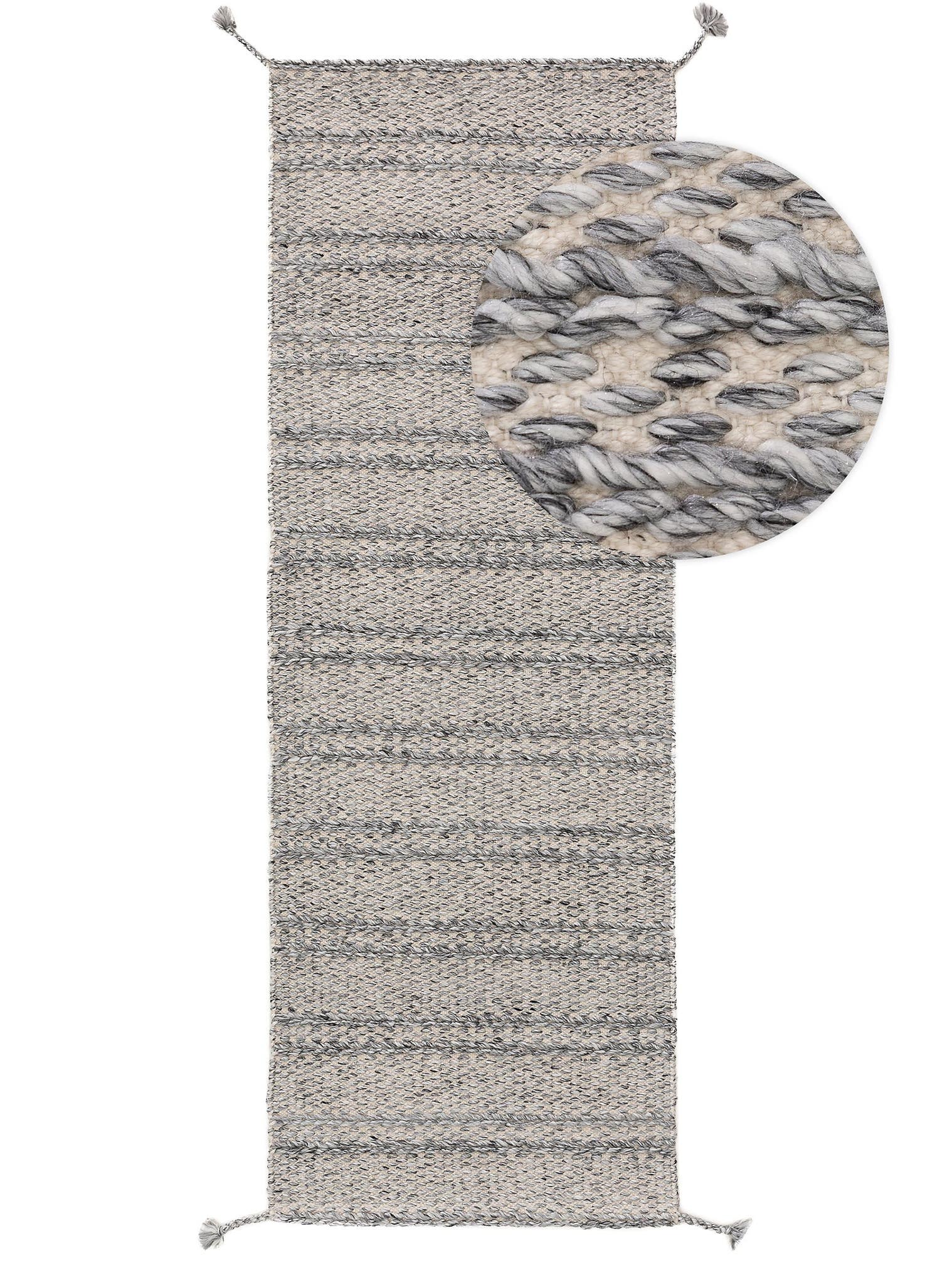 Matta av 100% Polyester i Grå med 1- 5 mm hög lugg från benuta Pure