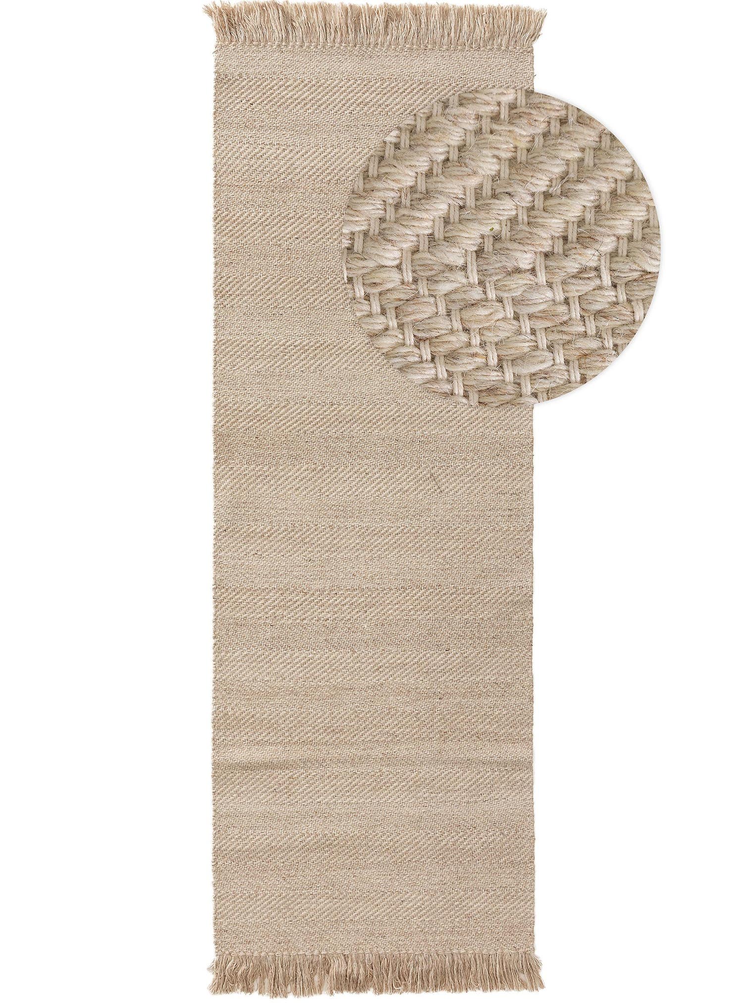 Dywan z 60% Wełna, 20% Bawełna, 20 %Polyester w kolorze beżowy z włosiem 1- 5 mm wysokim od benuta Pure