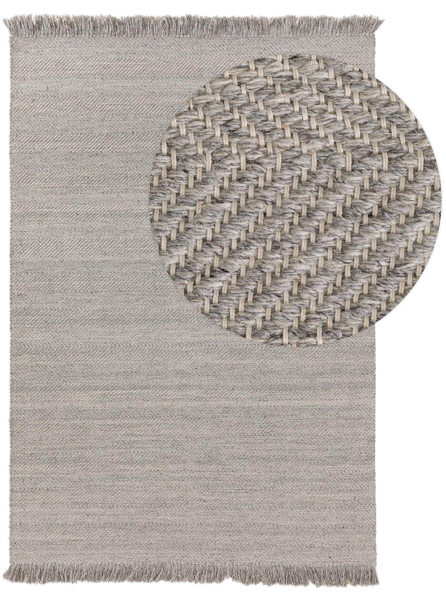 Teppe av 60 % ull, 20 % bomull, 20 % polyester i Grå med opptil 5 mm høy lugg fra benuta Pure
