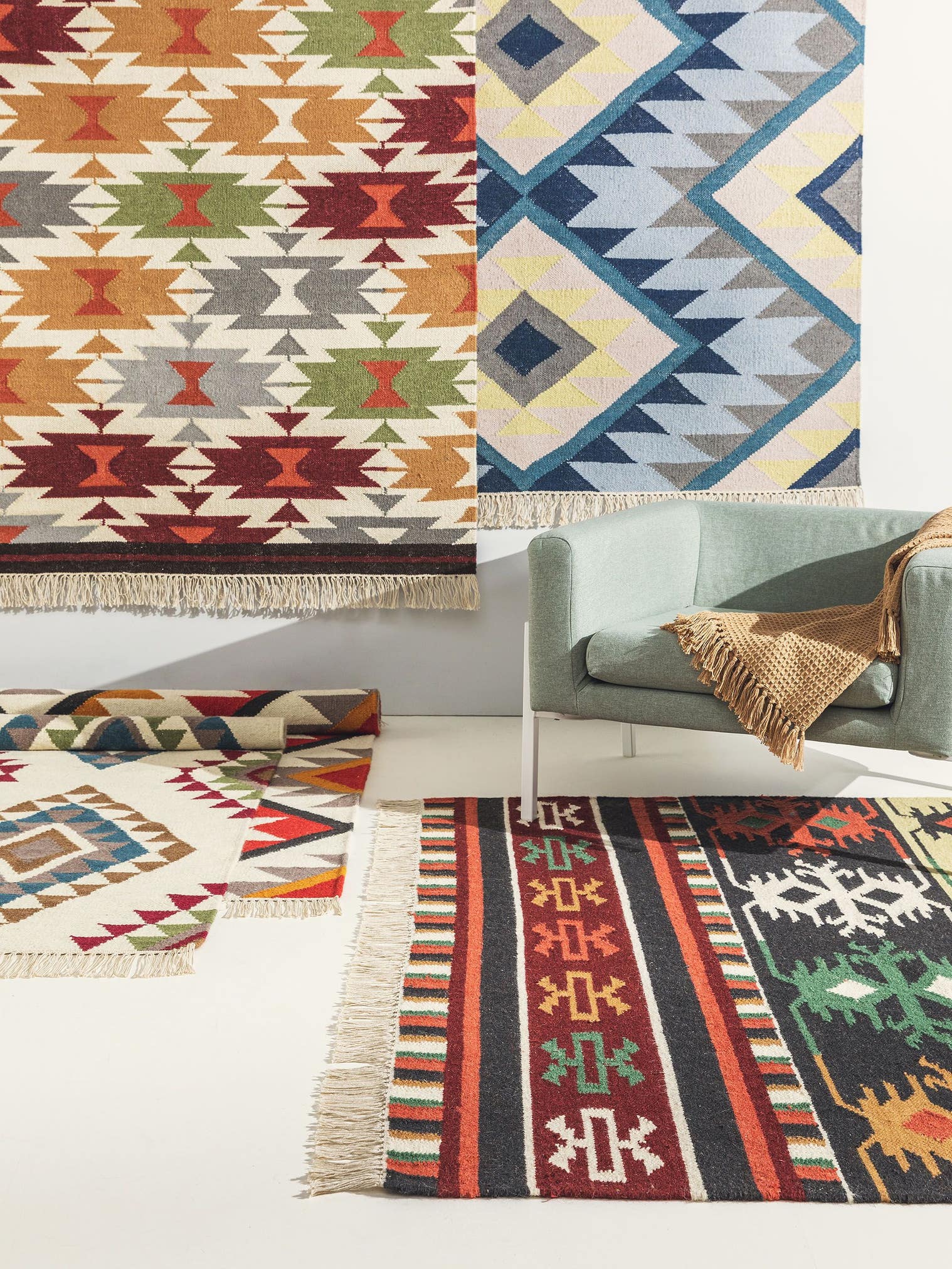 Alfombra de 80% lana, 20% algodón en Multicolor con un pelo de {{Placeholder_Pile Height}} de altura de benuta Nest