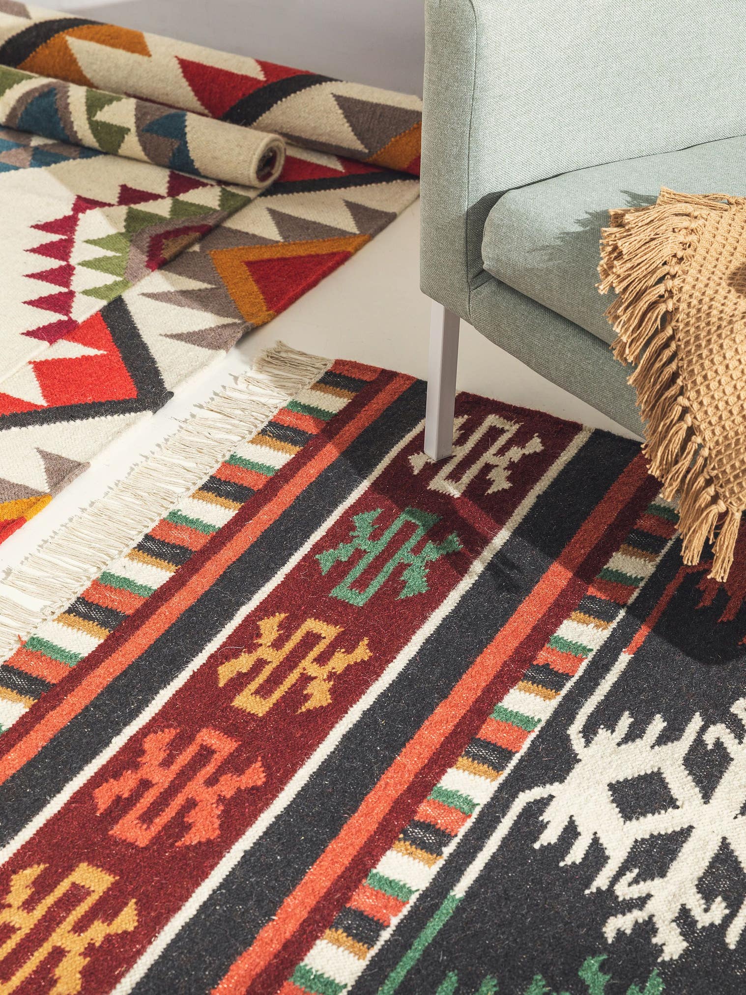 Alfombra de 80% lana, 20% algodón en Multicolor con un pelo de {{Placeholder_Pile Height}} de altura de benuta Nest