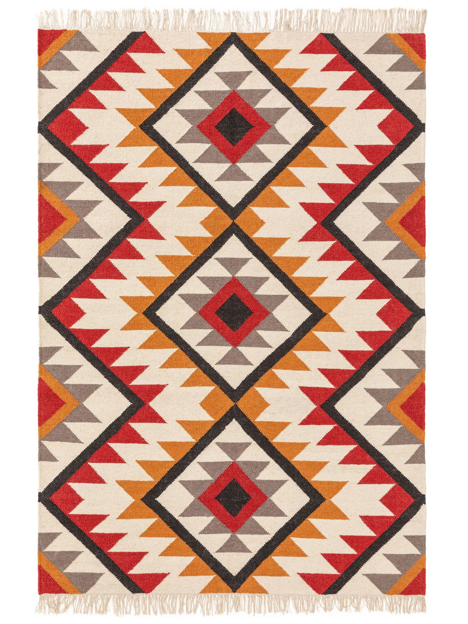 Tappeto di 80% lana, 20% cotone in Rosso con pelo alto 1- 5 mm da benuta Nest