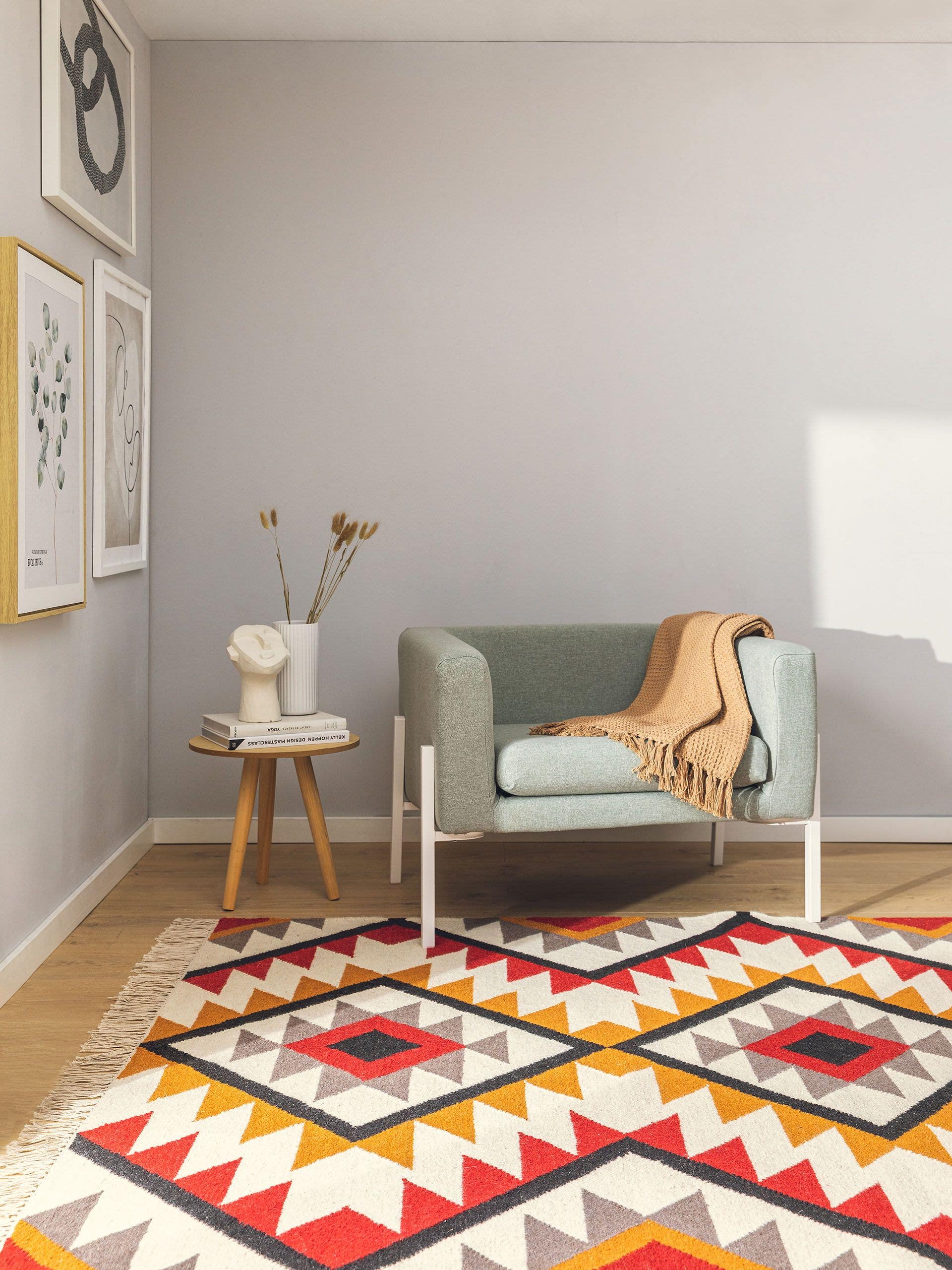 Rug made of 80% wool, 20% cotton in Red with a 1- 5 mm high pile by benuta Nest