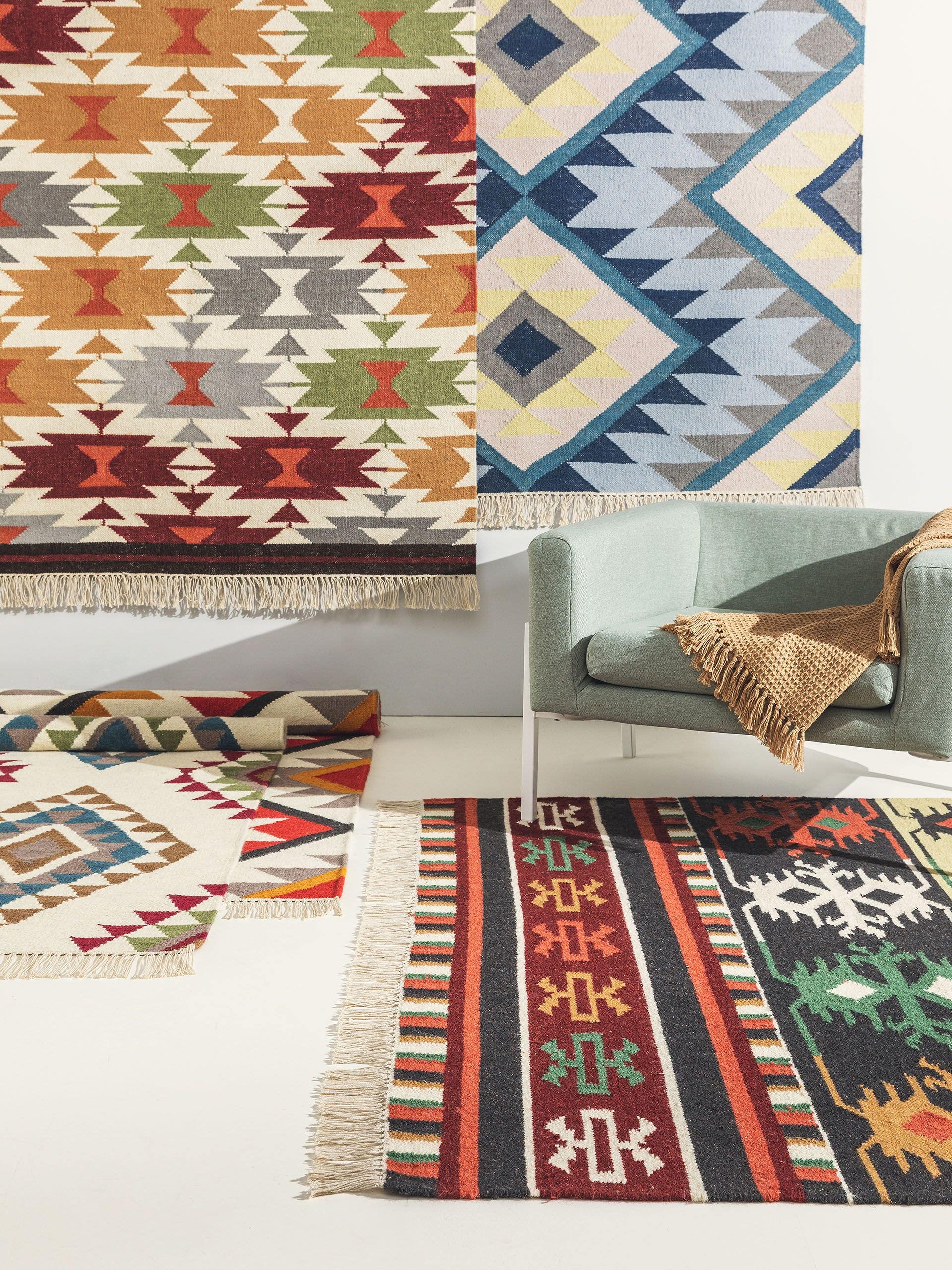 Rug made of 80% wool, 20% cotton in Red with a 1- 5 mm high pile by benuta Nest
