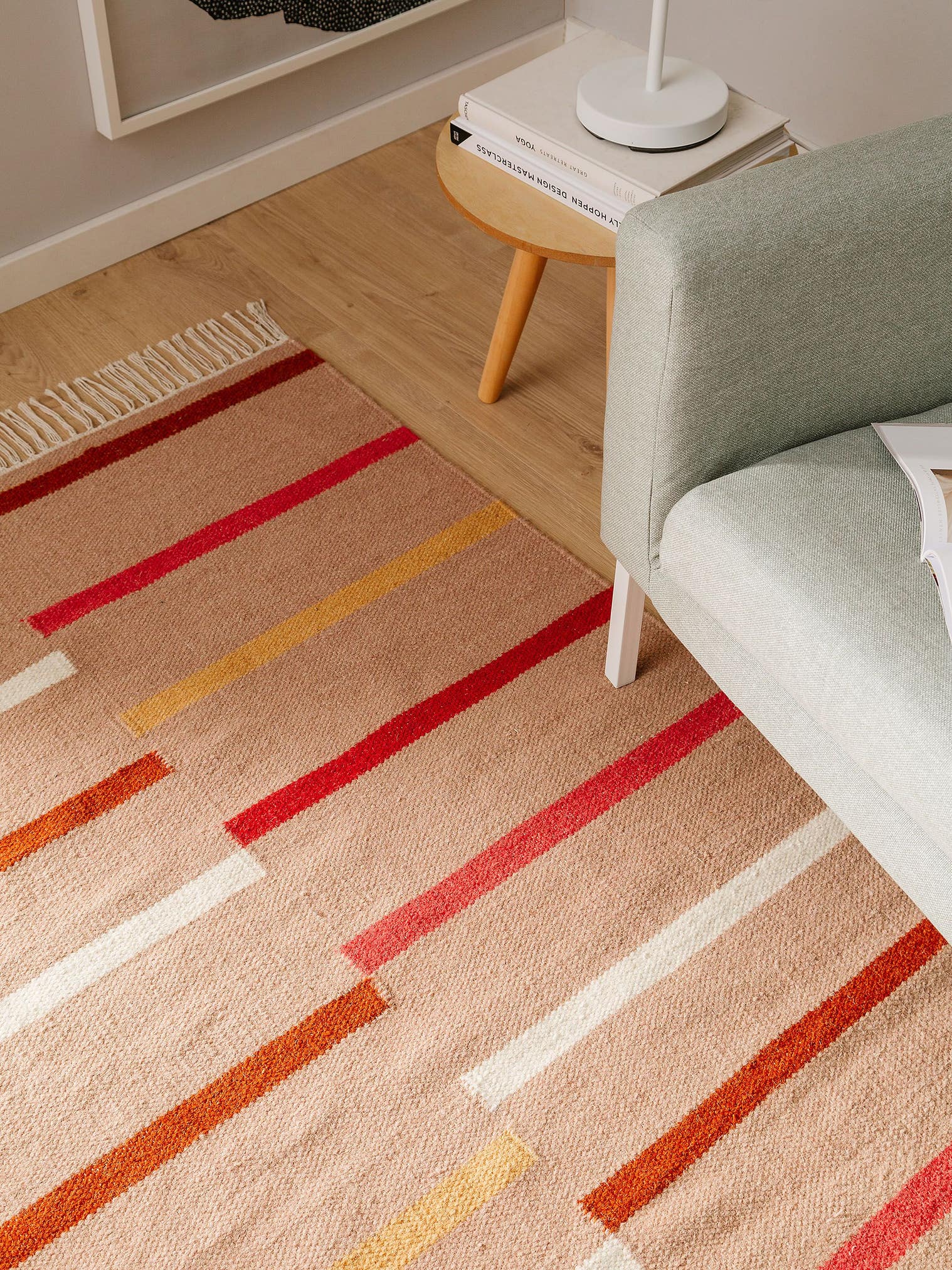 Teppich aus 80% Wolle, 20% Baumwolle in Rot mit bis 5 mm hohem Flor von benuta