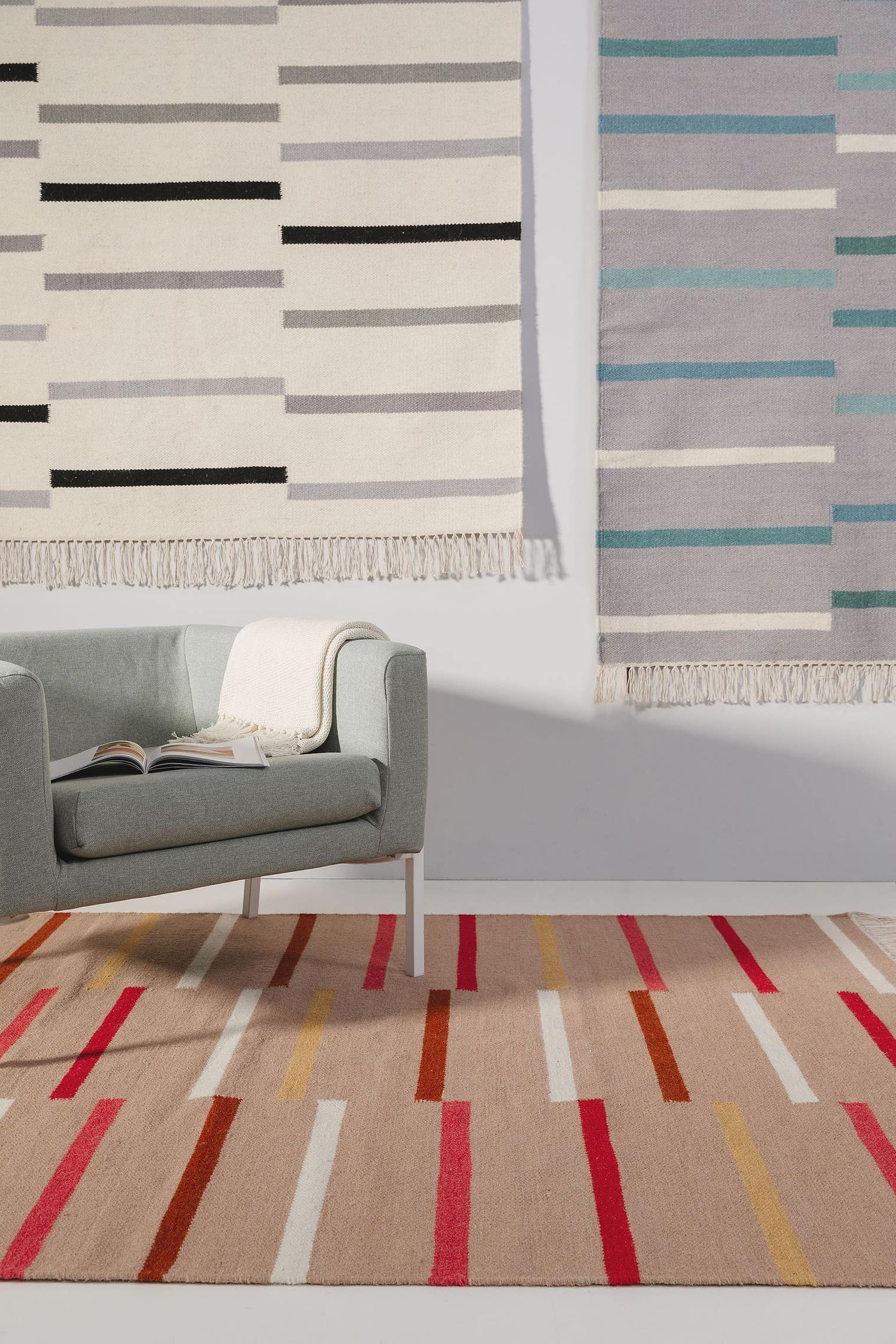 Teppich aus 80% Wolle, 20% Baumwolle in Rot mit bis 5 mm hohem Flor von benuta