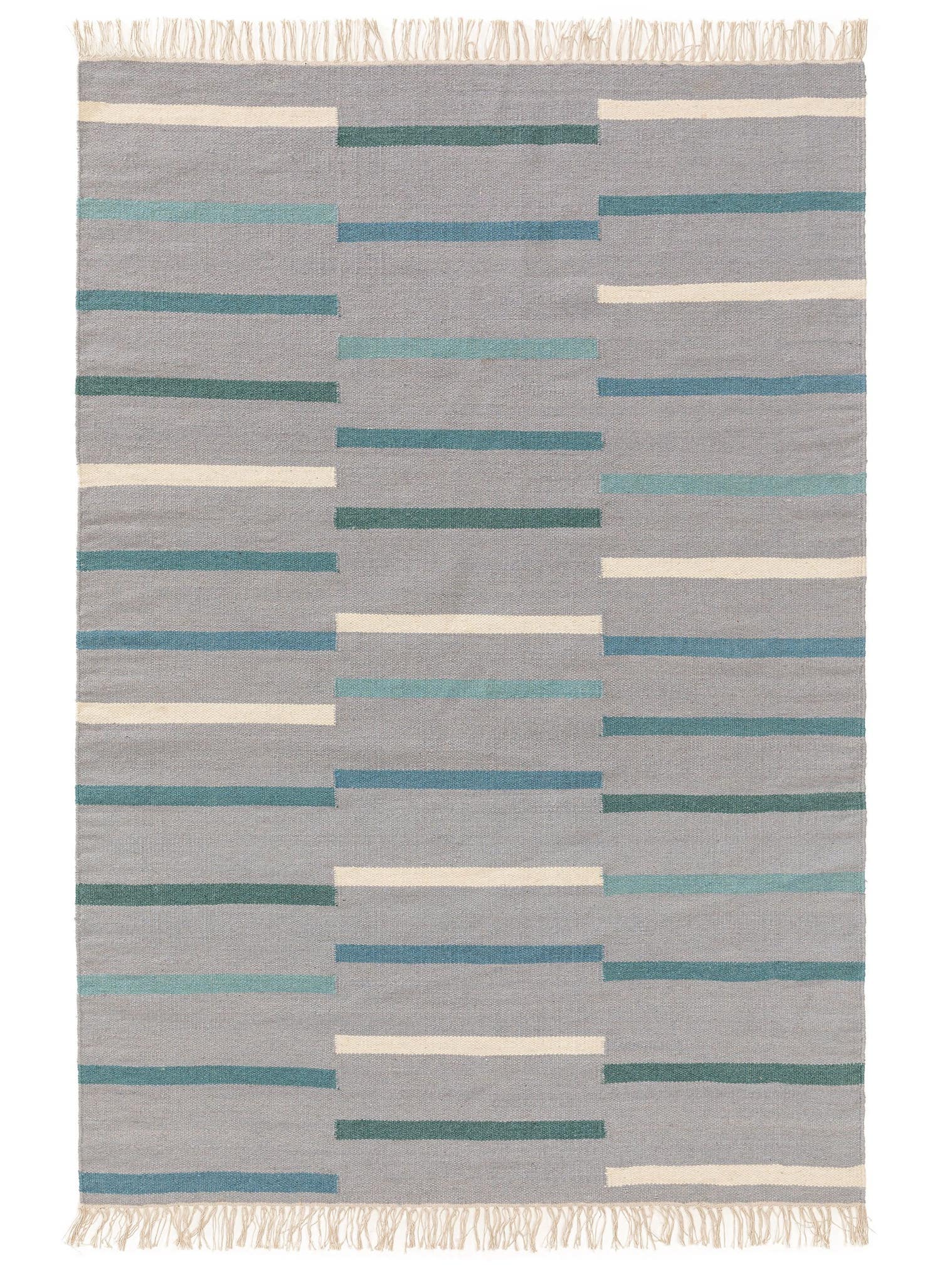 Teppich aus 80% Wolle, 20% Baumwolle in Blau mit bis 5 mm hohem Flor von benuta
