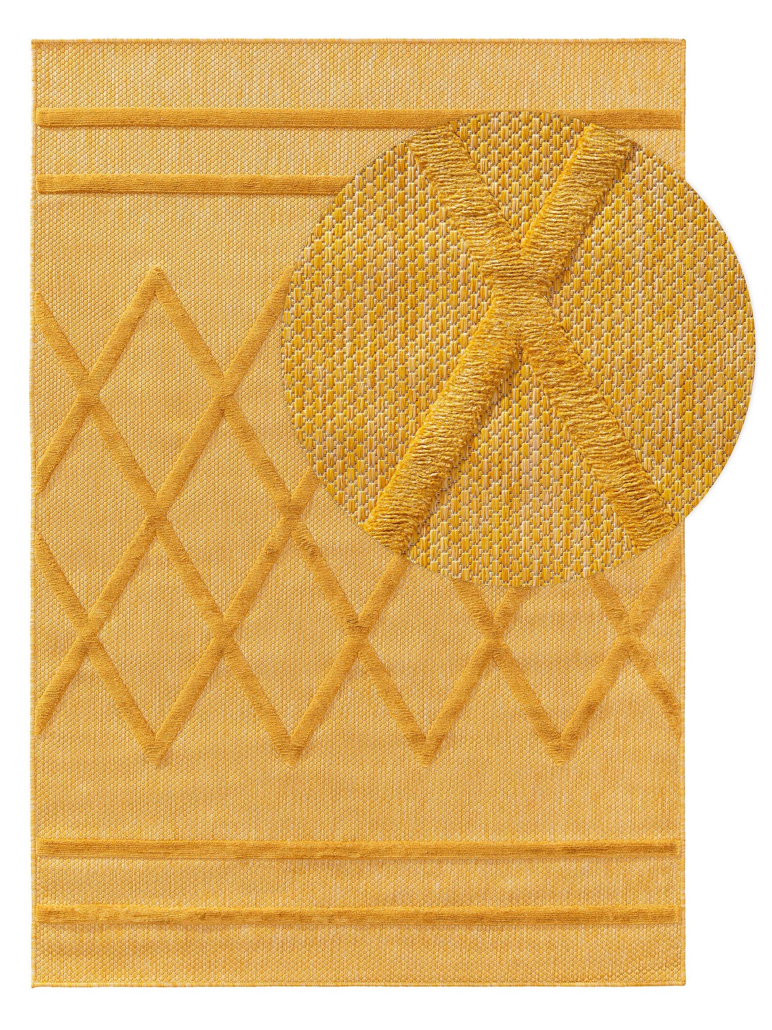 Rug made of 100% Polypropylene in Yellow with a 1- 5 mm high pile by benuta Nest