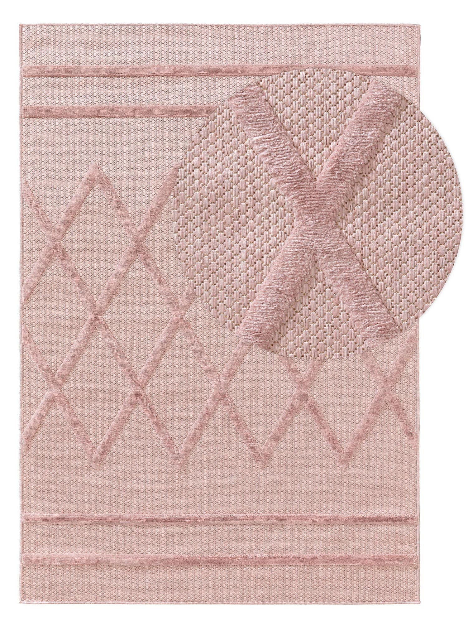 Teppich aus 100% Polypropylen in Rosa mit bis 5 mm hohem Flor von benuta Nest