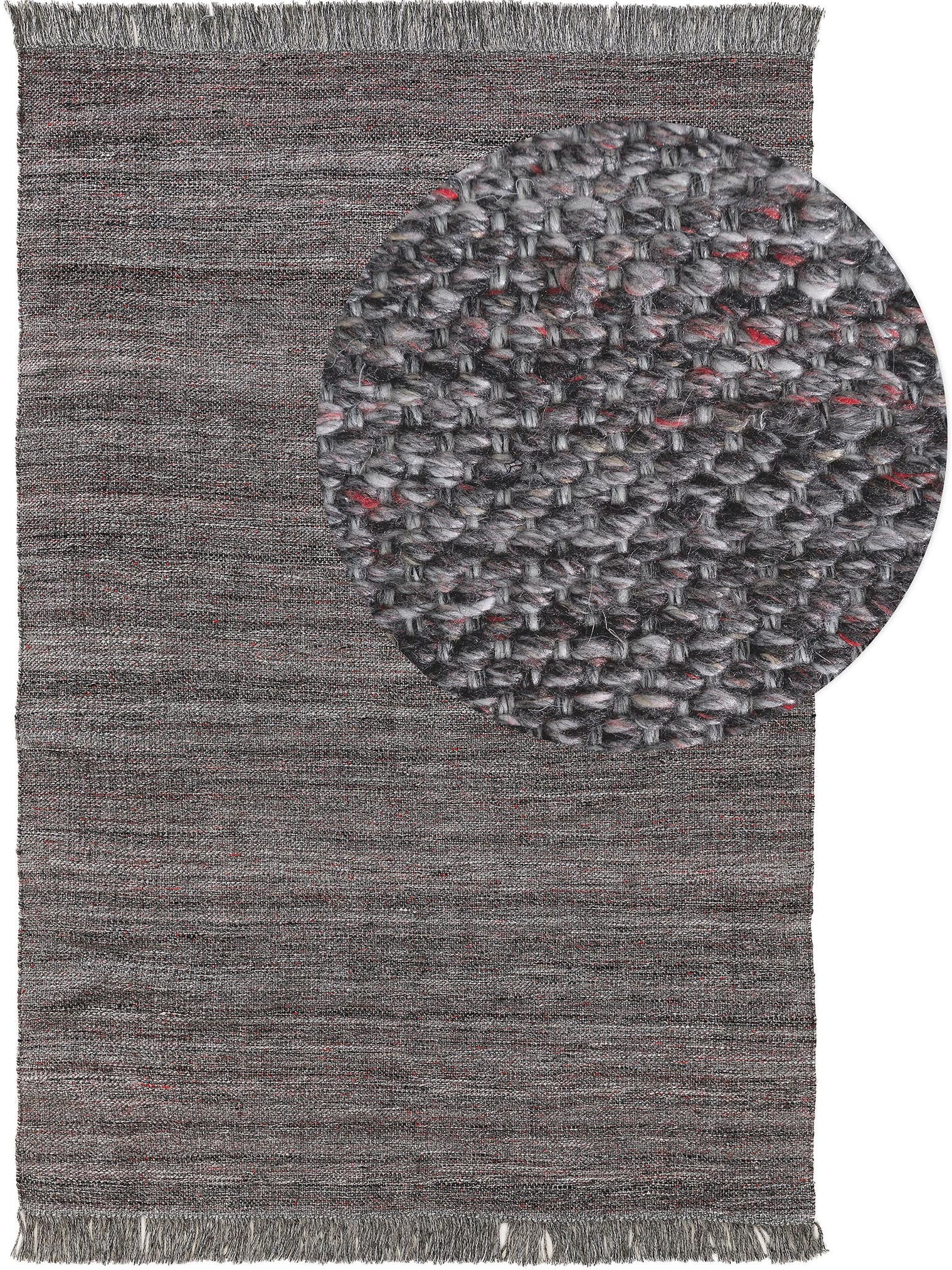 Teppich aus 100% Polyester (recyceltes PET) in Grau mit bis 5 mm hohem Flor von benuta Pure