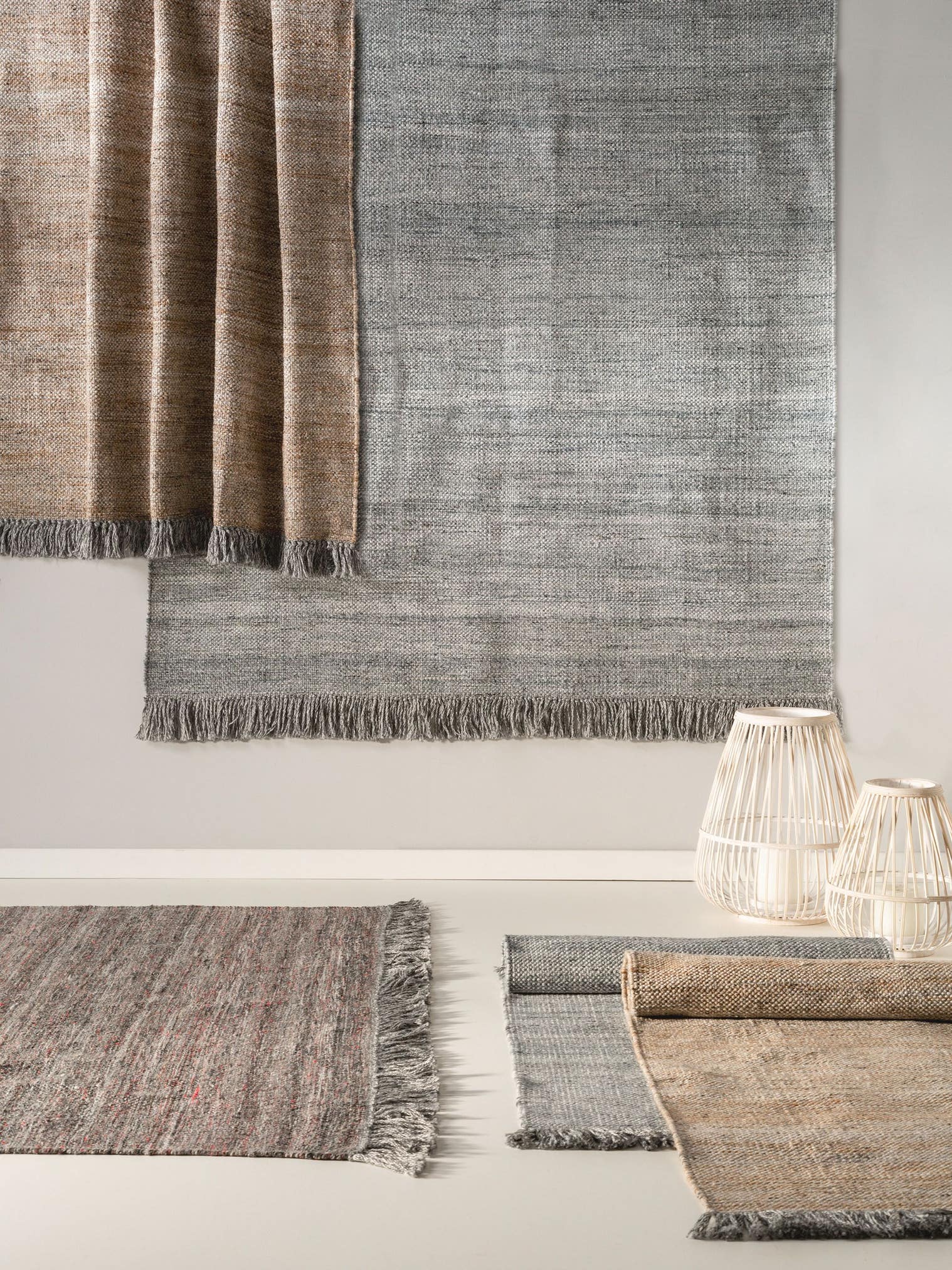 Teppich aus 100% Polyester (recyceltes PET) in Grau mit bis 5 mm hohem Flor von benuta Pure