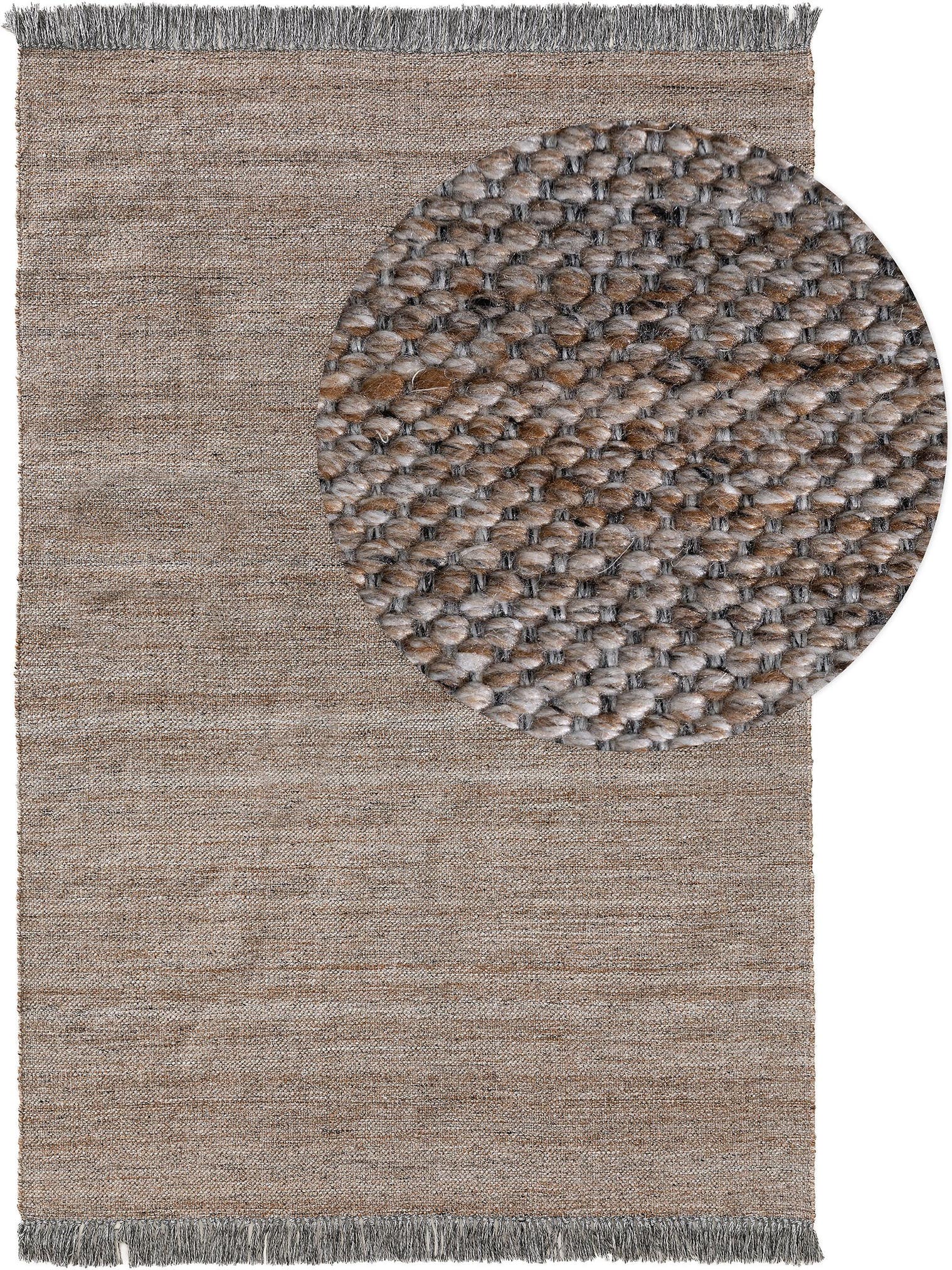Tappeto di 100% poliestere (riciclaggio PET) in Beige con pelo alto 1- 5 mm da benuta Pure