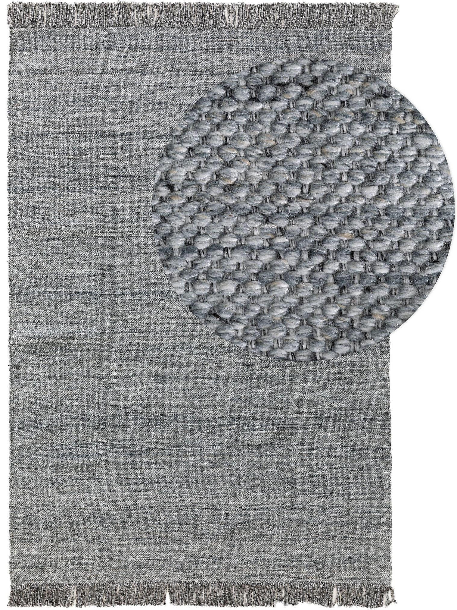 Teppich aus 100% Polyester (recyceltes PET) in Grau mit bis 5 mm hohem Flor von benuta Pure
