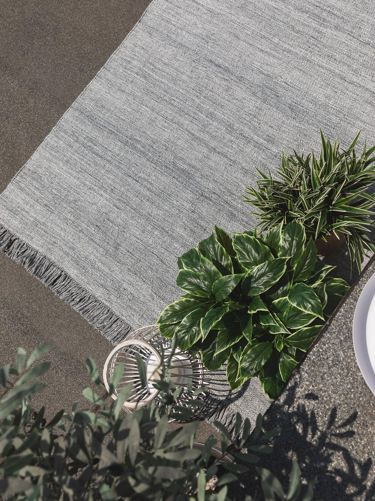 Teppich aus 100% Polyester (recyceltes PET) in Grau mit bis 5 mm hohem Flor von benuta Pure