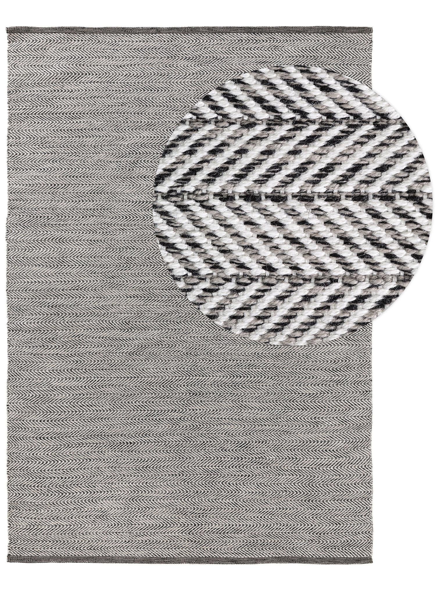 Rug made of 100% Polyester (recycled PET) in Grey with a 1- 5 mm high pile by benuta Pure