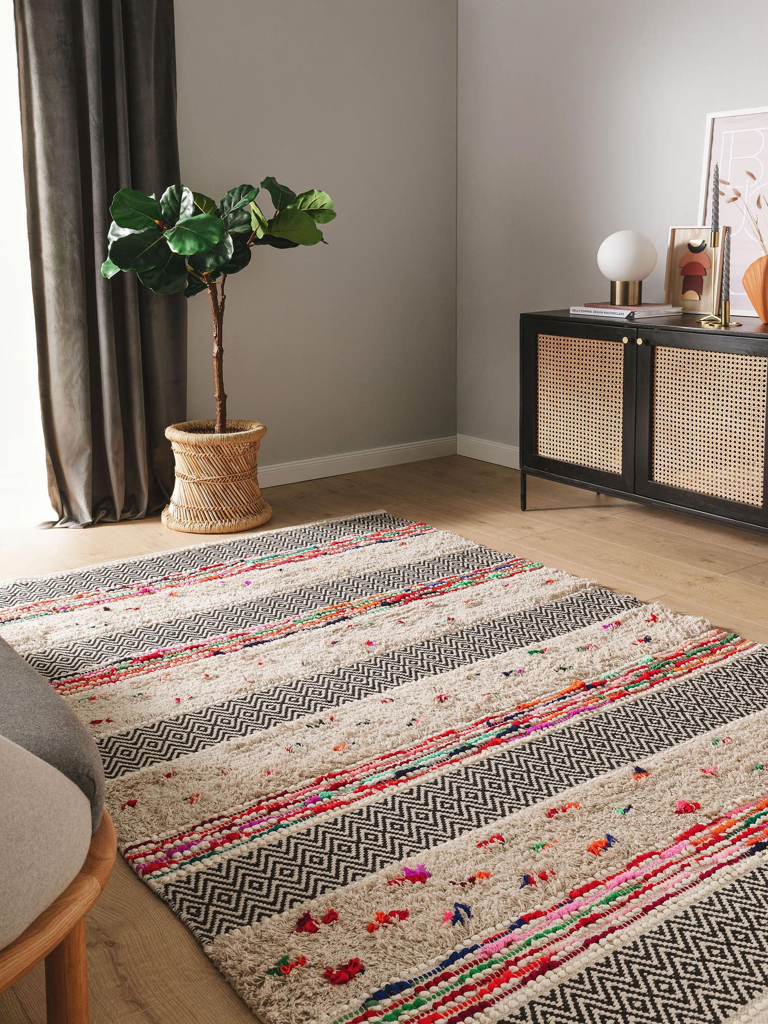Tappeto di 100% Cotone in Multicolor con pelo alto 21 - 30 mm da benuta Pop