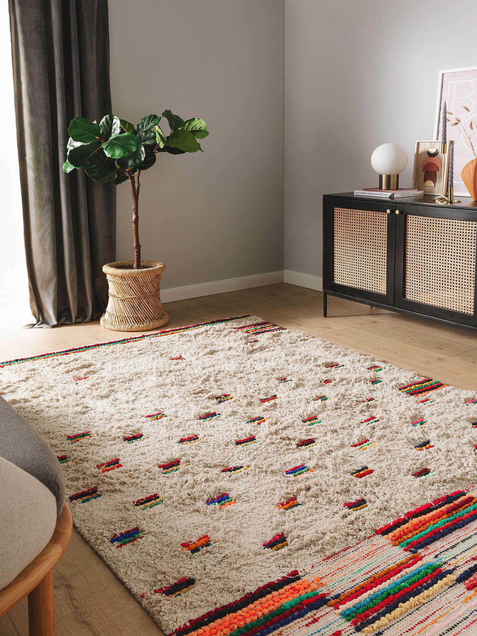 Tapis en 100% Coton en Multicouleur avec une pile de 21 - 30 mm de hauteur de benuta Pop
