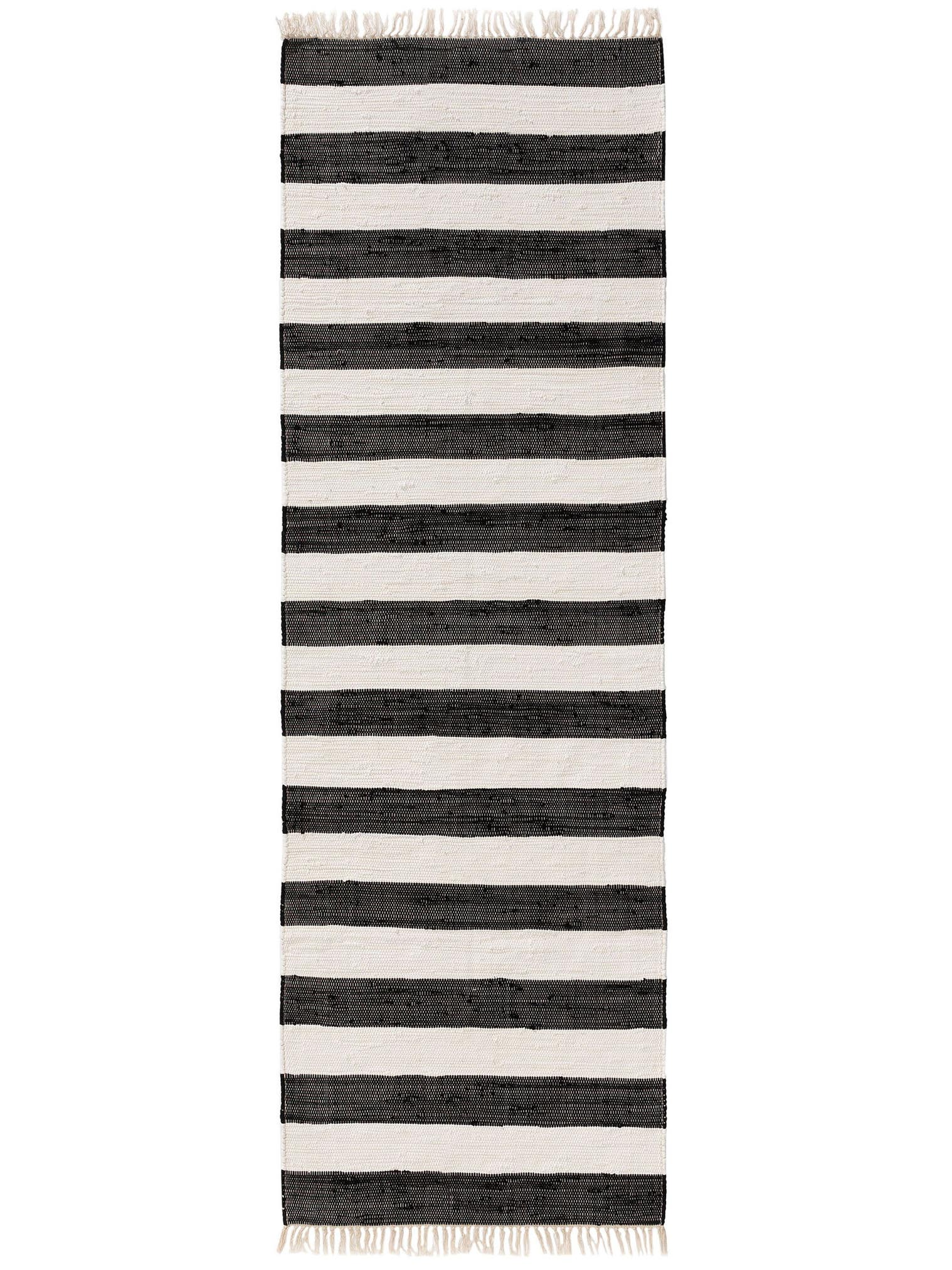 Tappeto di 100% Cotone (recycled) in Bianco & Nero con pelo alto 1- 5 mm da benuta Basic