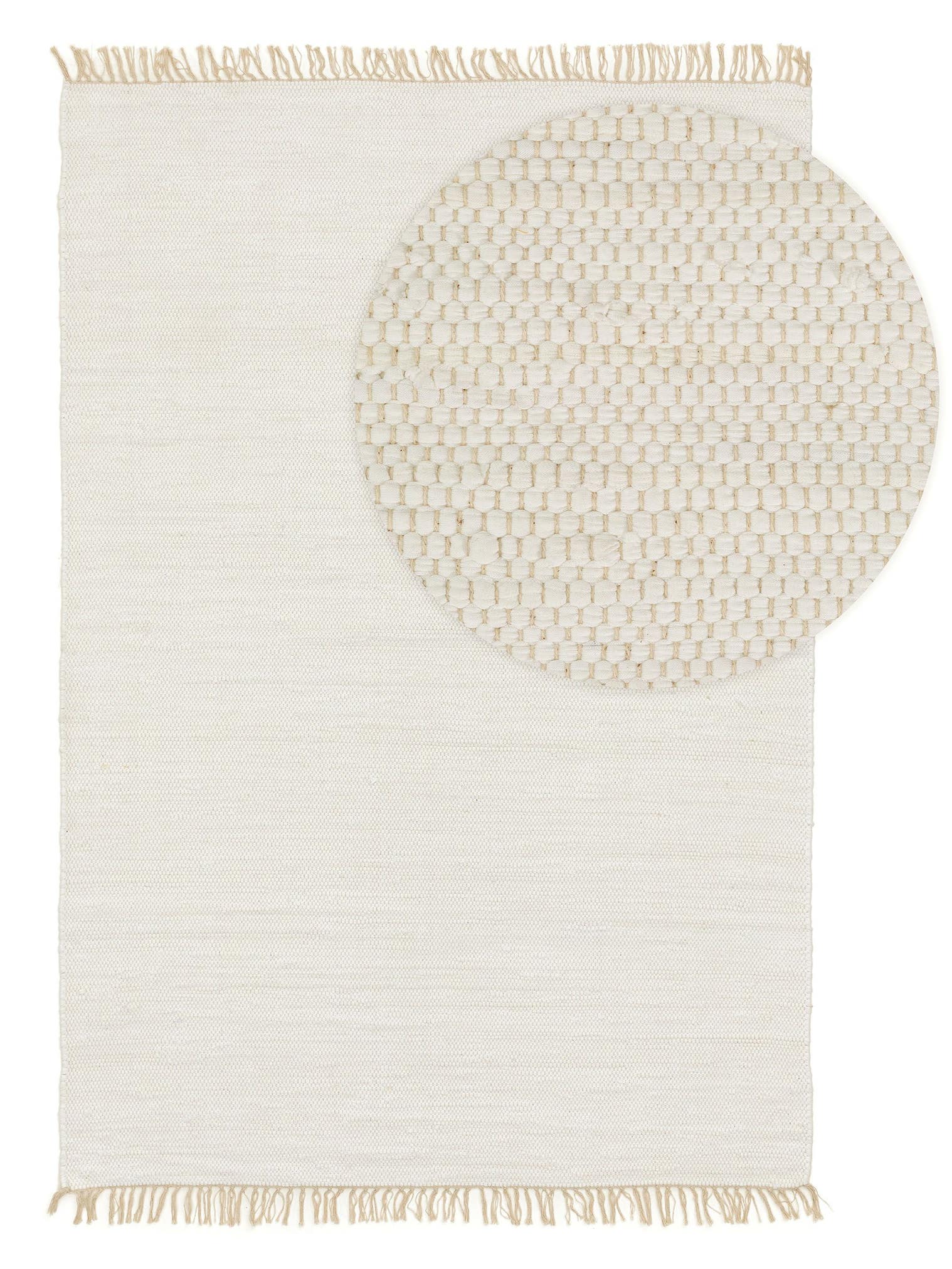 Tappeto di 100% Cotone (recycled) in Bianco con pelo alto 1- 5 mm da benuta Basic