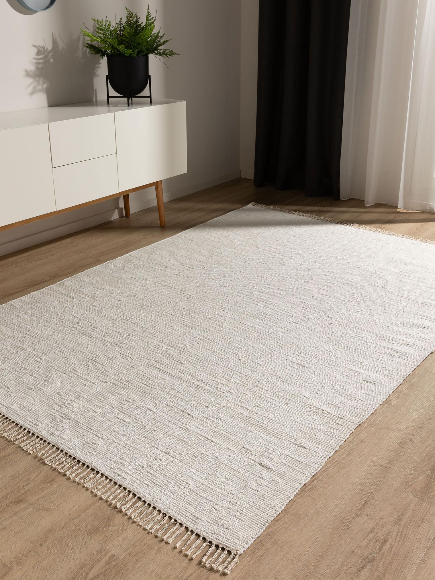 Tappeto di 100% Cotone (recycled) in Bianco con pelo alto 1- 5 mm da benuta Basic