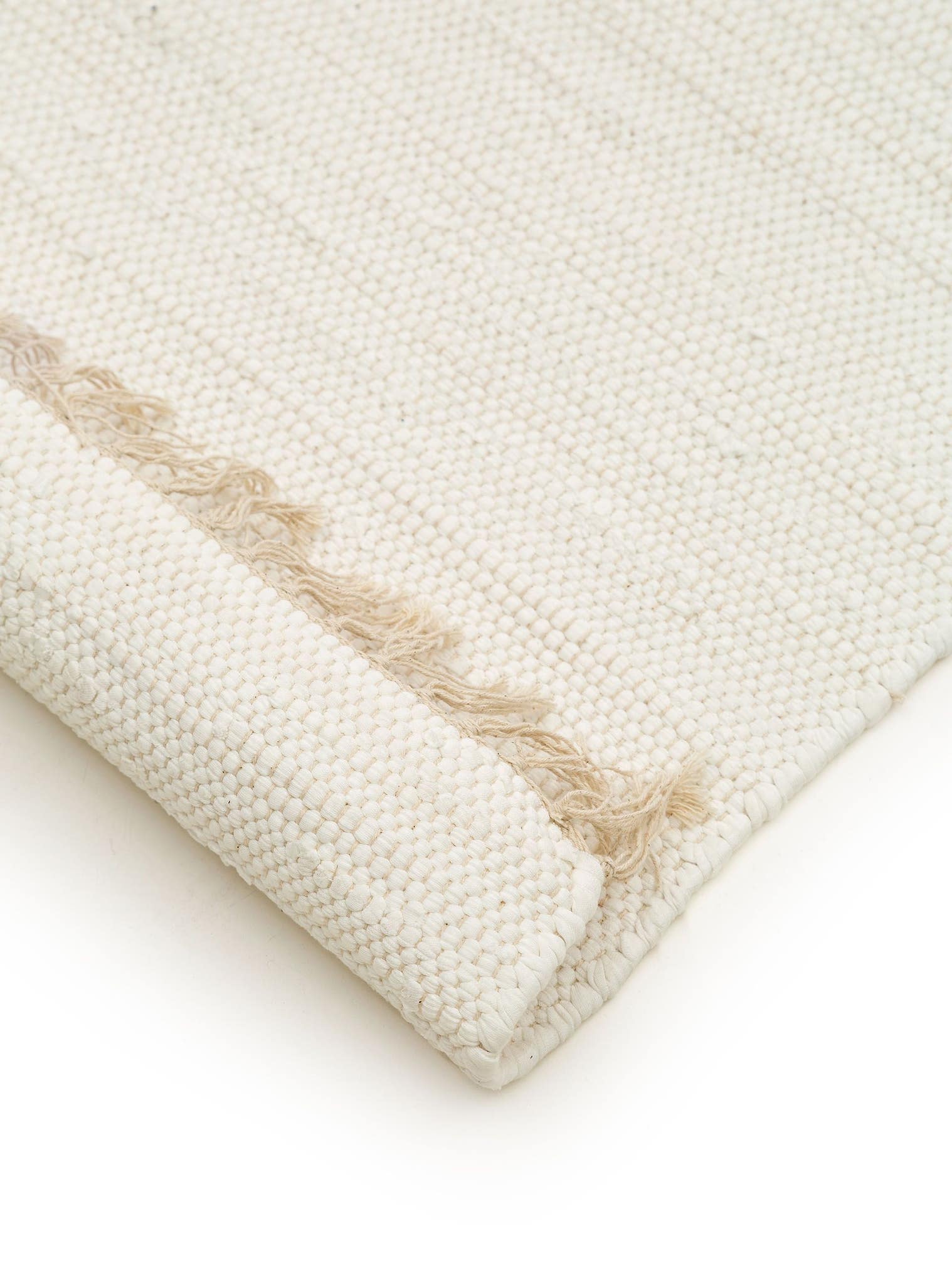 Tappeto di 100% Cotone (recycled) in Bianco con pelo alto 1- 5 mm da benuta Basic