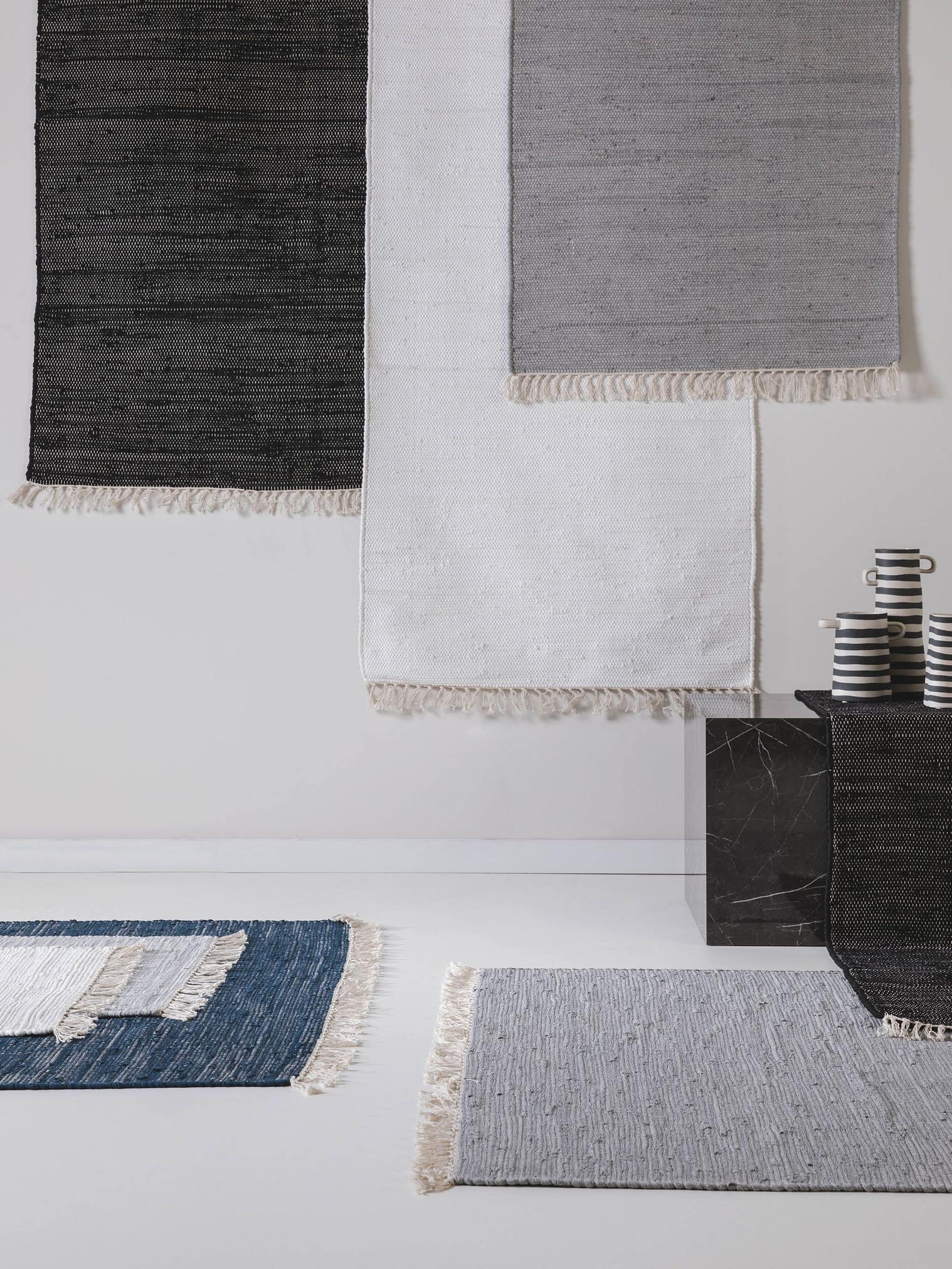 Rug made of 100% Cotton (recycled) in Grey with a 1- 5 mm high pile by benuta Pop