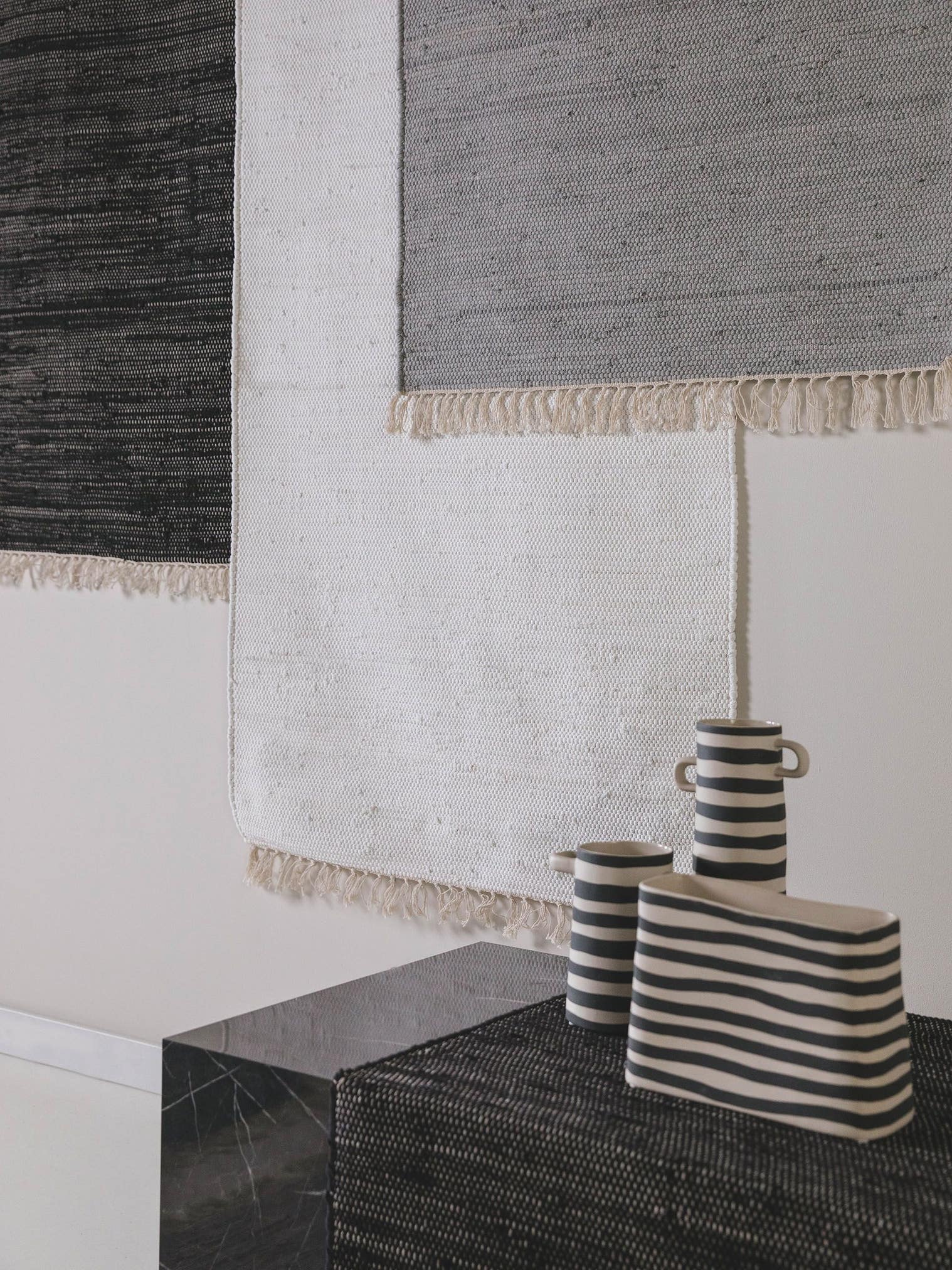 Rug made of 100% Cotton (recycled) in Grey with a 1- 5 mm high pile by benuta Pop