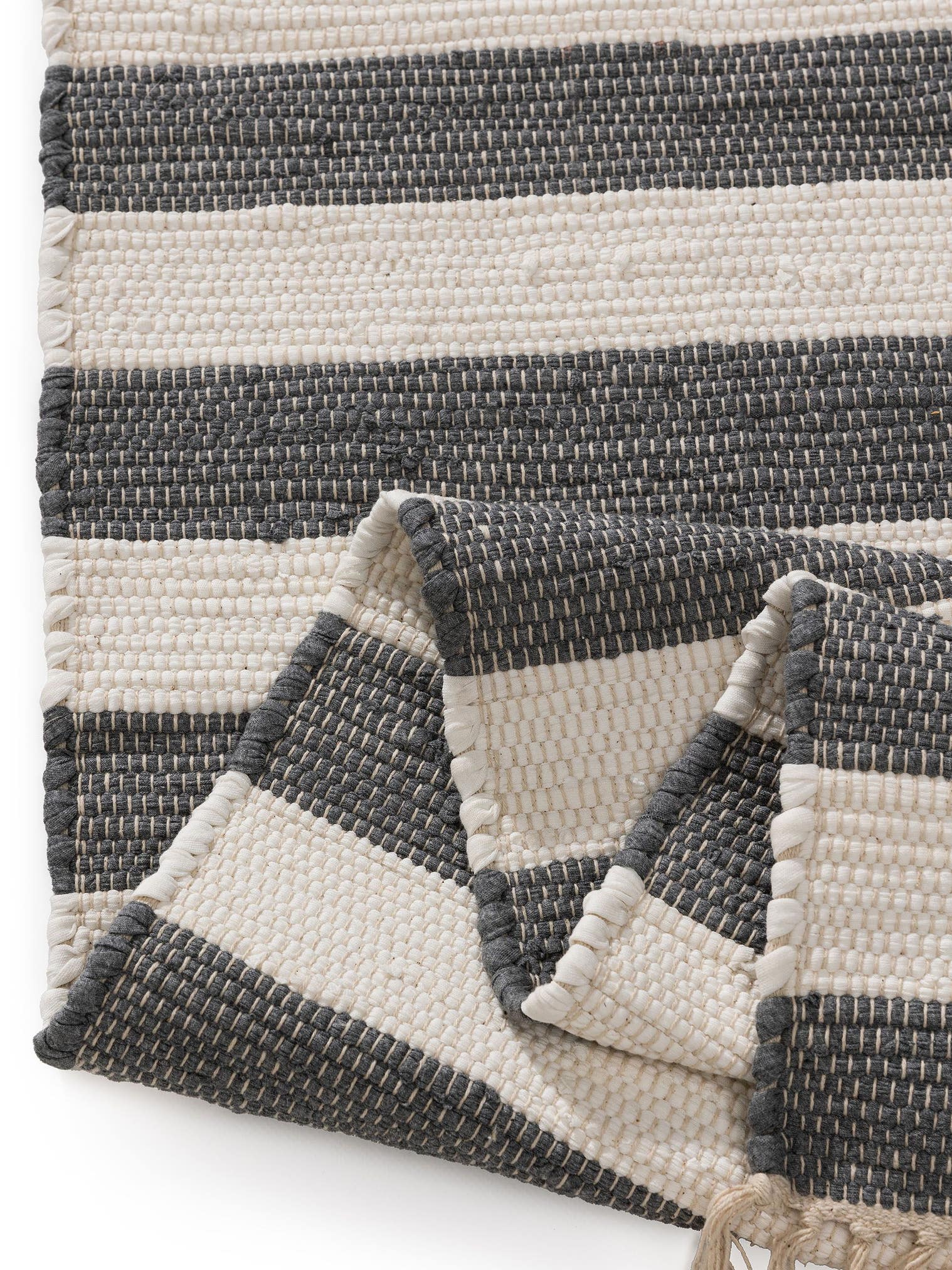 Rug made of 100% Cotton in Grey with a 1- 5 mm high pile by benuta Basic