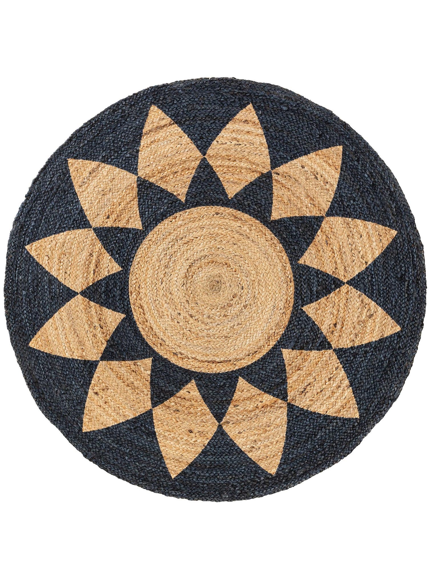 Rug made of 100% Jute in Black with a 1- 5 mm high pile by benuta Pure