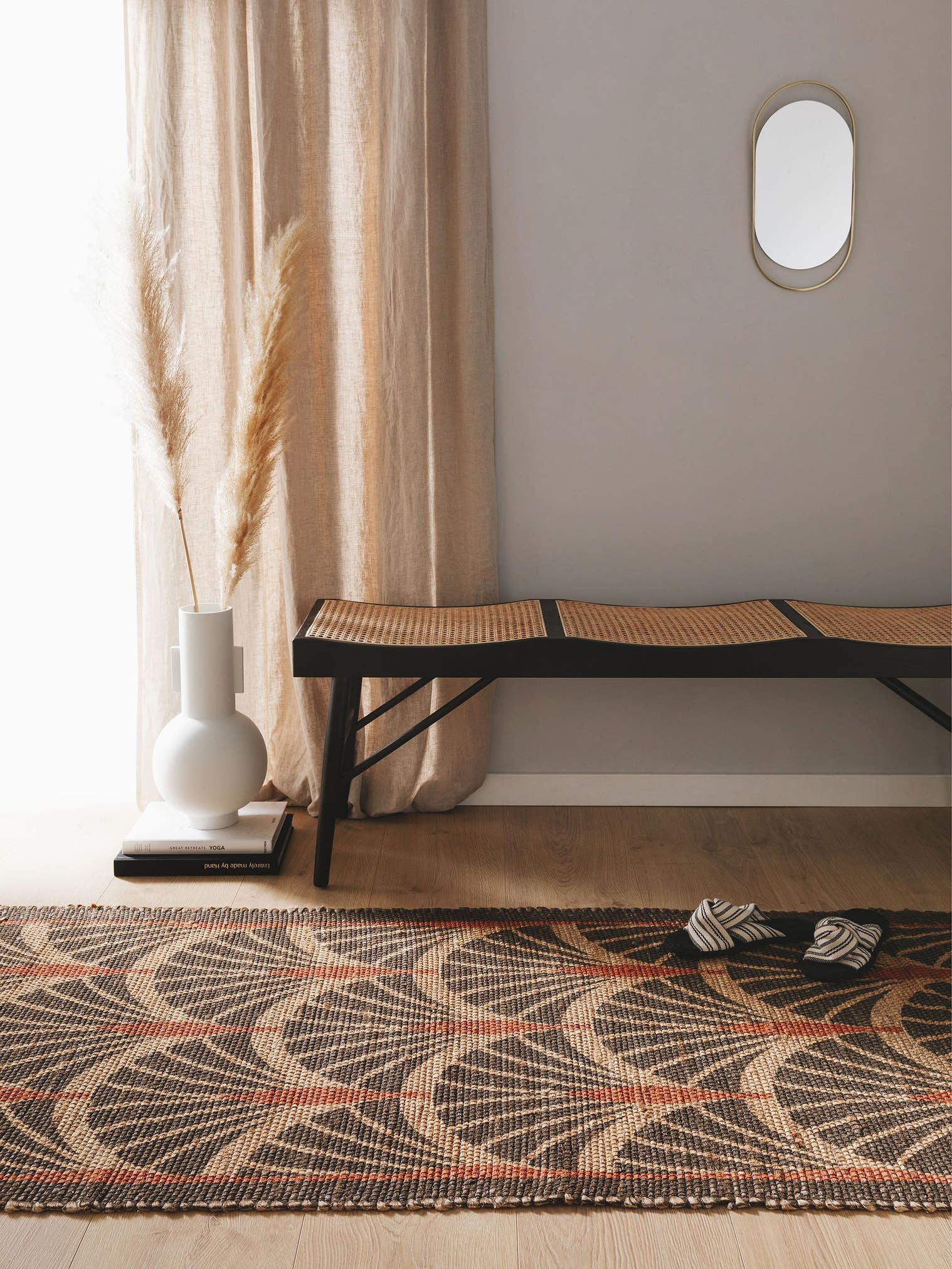Rug made of 100% Jute in Brown with a 1- 5 mm high pile by benuta Pure