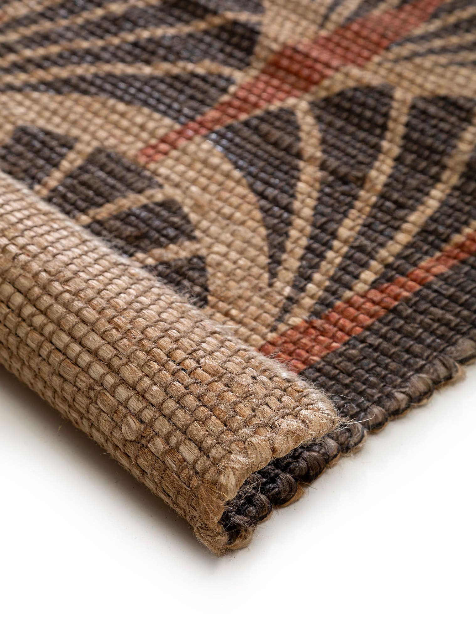 Rug made of 100% Jute in Brown with a 1- 5 mm high pile by benuta Pure