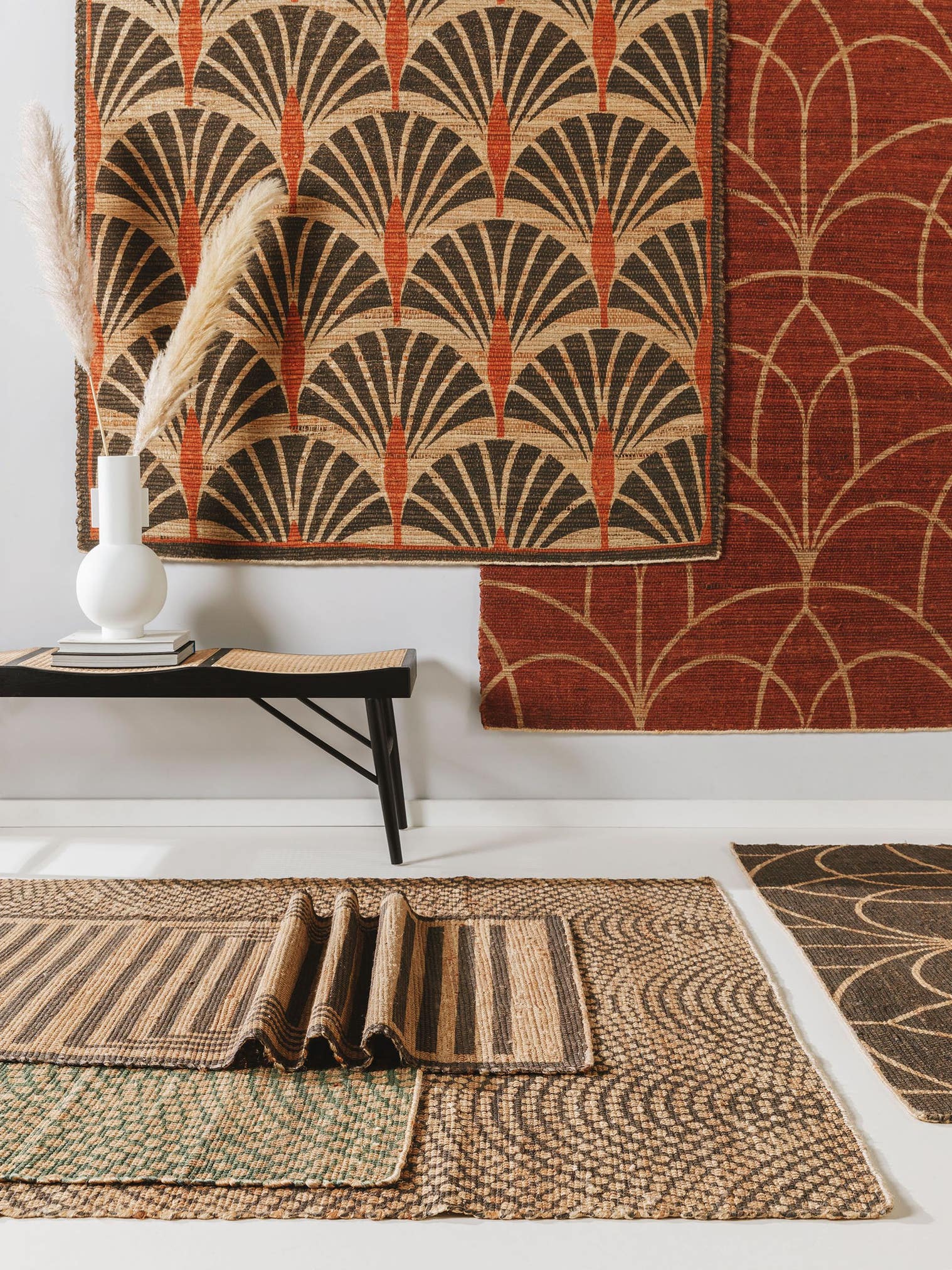 Rug made of 100% Jute in Brown with a 1- 5 mm high pile by benuta Pure