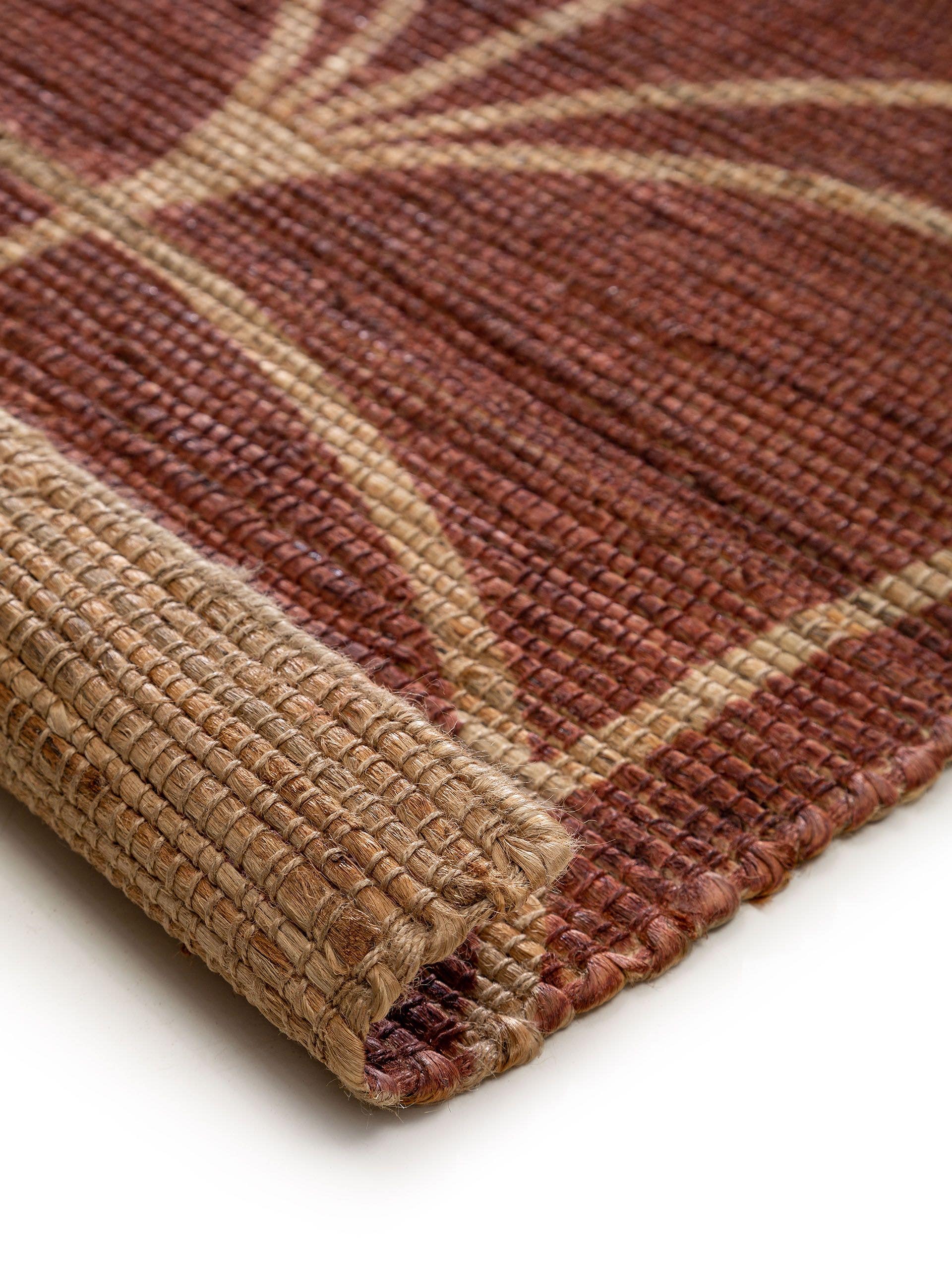 Matta av 100% Jute i Röd med 1- 5 mm hög lugg från benuta